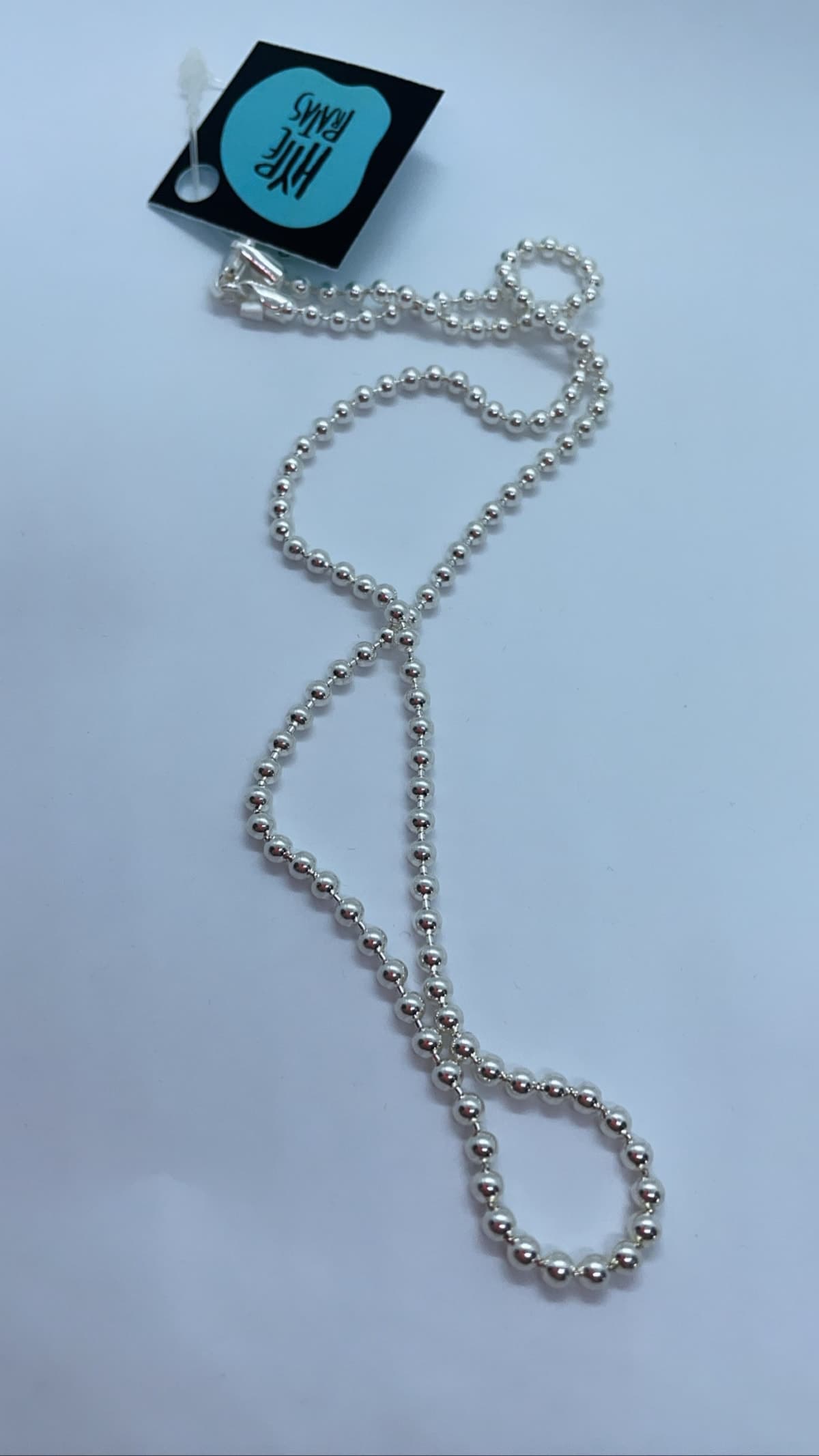 Corrente inteira de bolinhas maciças com terminal grosso prata 925 (40 cm/0,3 mm)