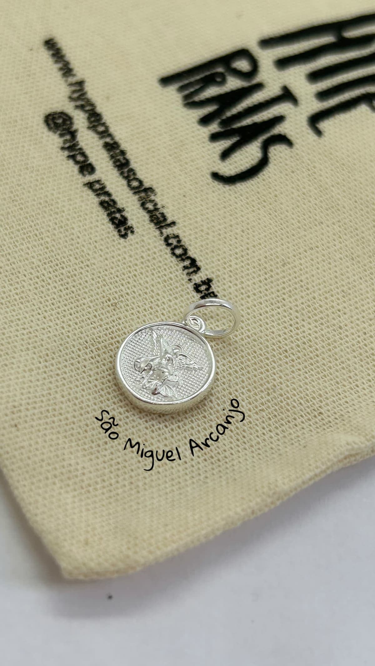 Pingente Mini São Miguel Arcanjo prata branca 925