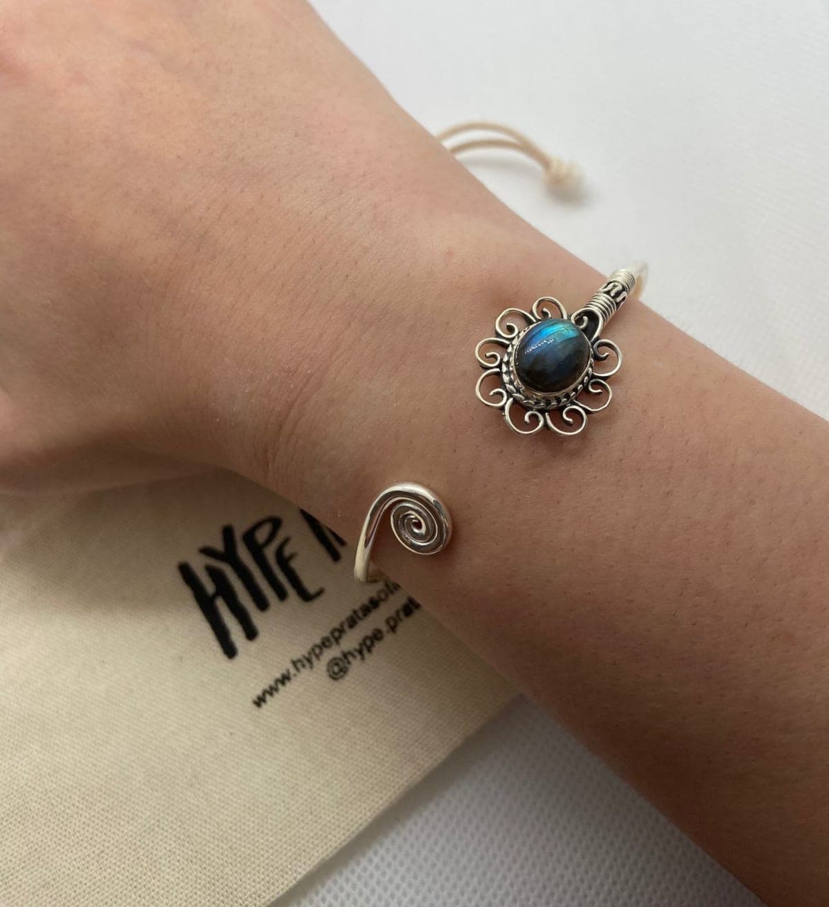 Bracelete arabesco labradorita 925