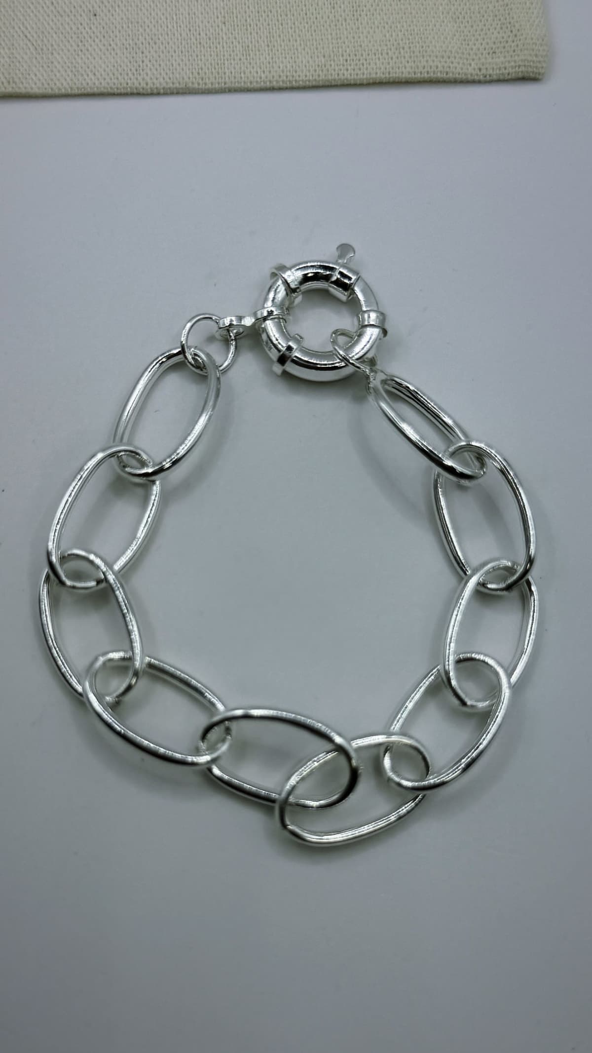 Pulseira Elo Oval com Fecho Boia Prata 925 20 cm