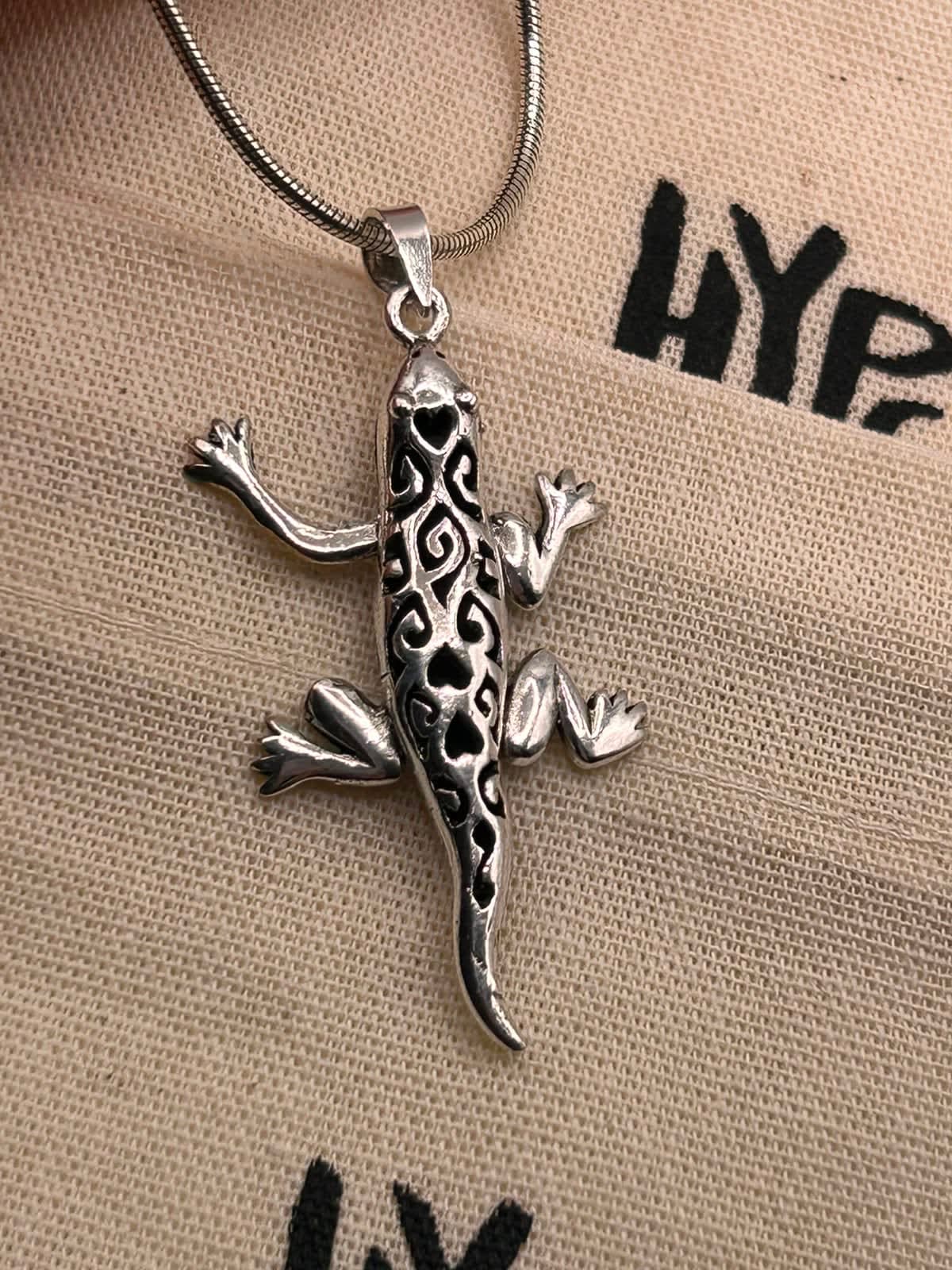 Pingente Lagarto Prata Bali 4,5 cm