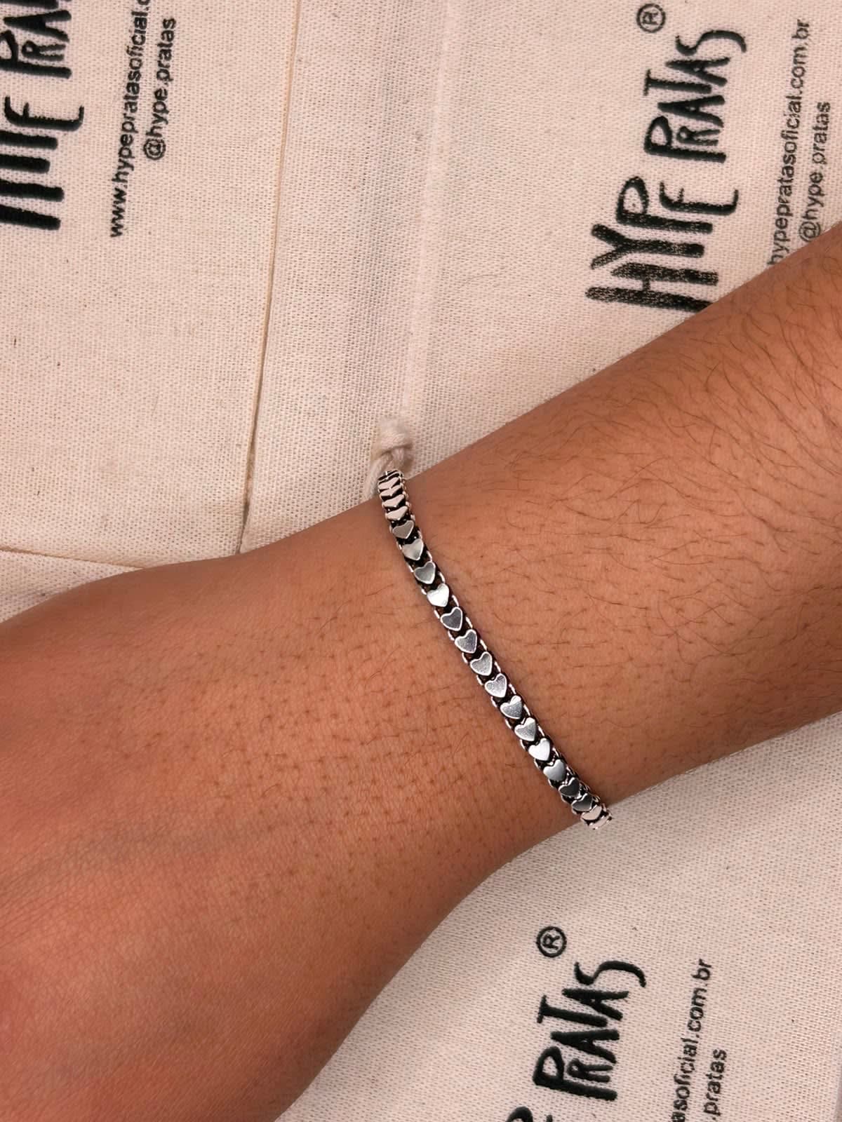 Pulseira Bali Corações 19cm