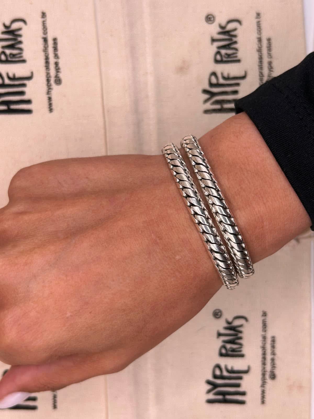 Pulseira Elos Trançados Fecho Gaveta 21cm