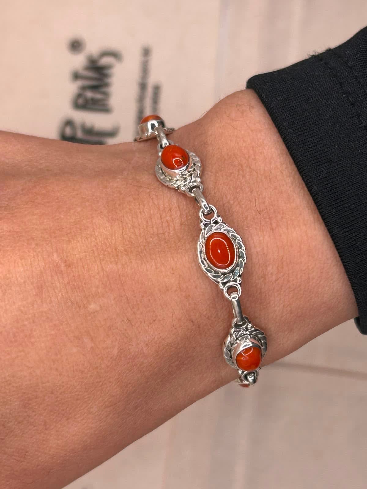 Pulseira Coral 7 Pedras 18cm+3cm extensor