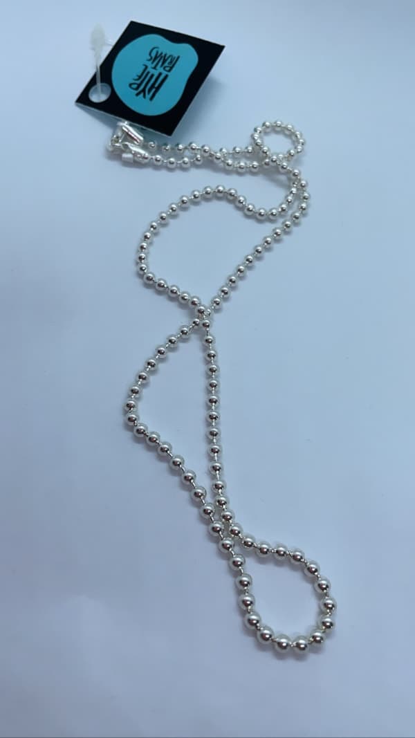 Corrente inteira de bolinhas maciças com terminal grosso prata 925 (40 cm/0,3 mm)