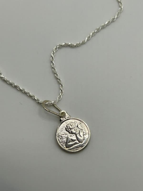 Pingente Mini Medalha Anjo da Guarda 1cm