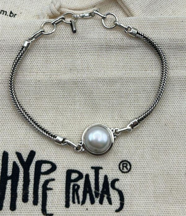 Pulseira Perola Boho 17cm +3cm Extensor
