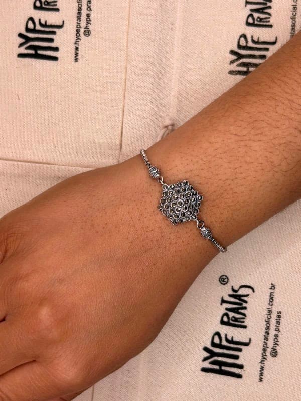 Pulseira Flor Marcassita com fecho Gravatinha