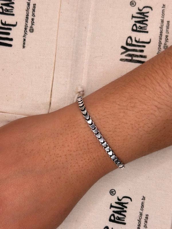 Pulseira Bali Corações 19cm