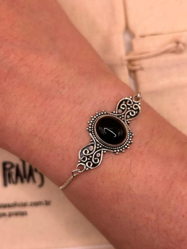 Pulseira Filigrana Ônix Imperial Ajustável
