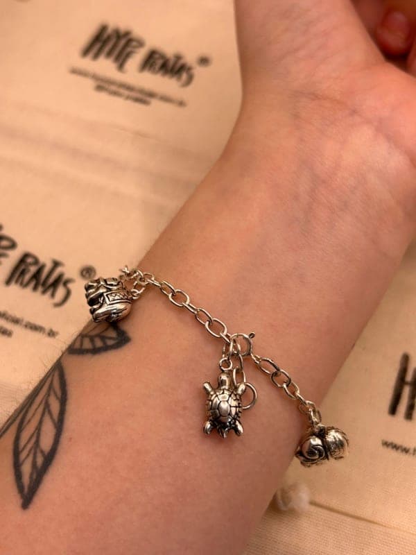 Pulseira Elefantes e Tartarugas 19cm