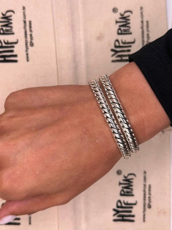 Pulseira Elos Trançados Fecho Gaveta 21cm