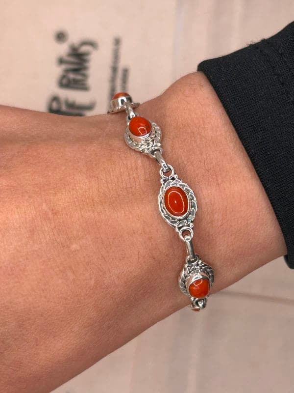 Pulseira Coral 7 Pedras 18cm+3cm extensor