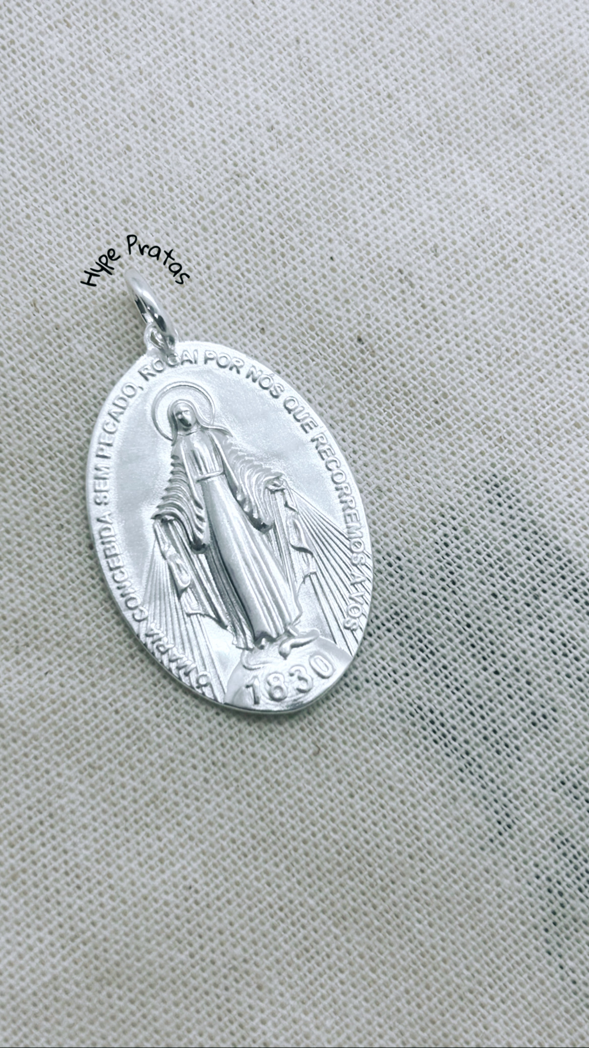 Pingente Nossa Senhora das Graças prata 925  (medalha milagrosa)