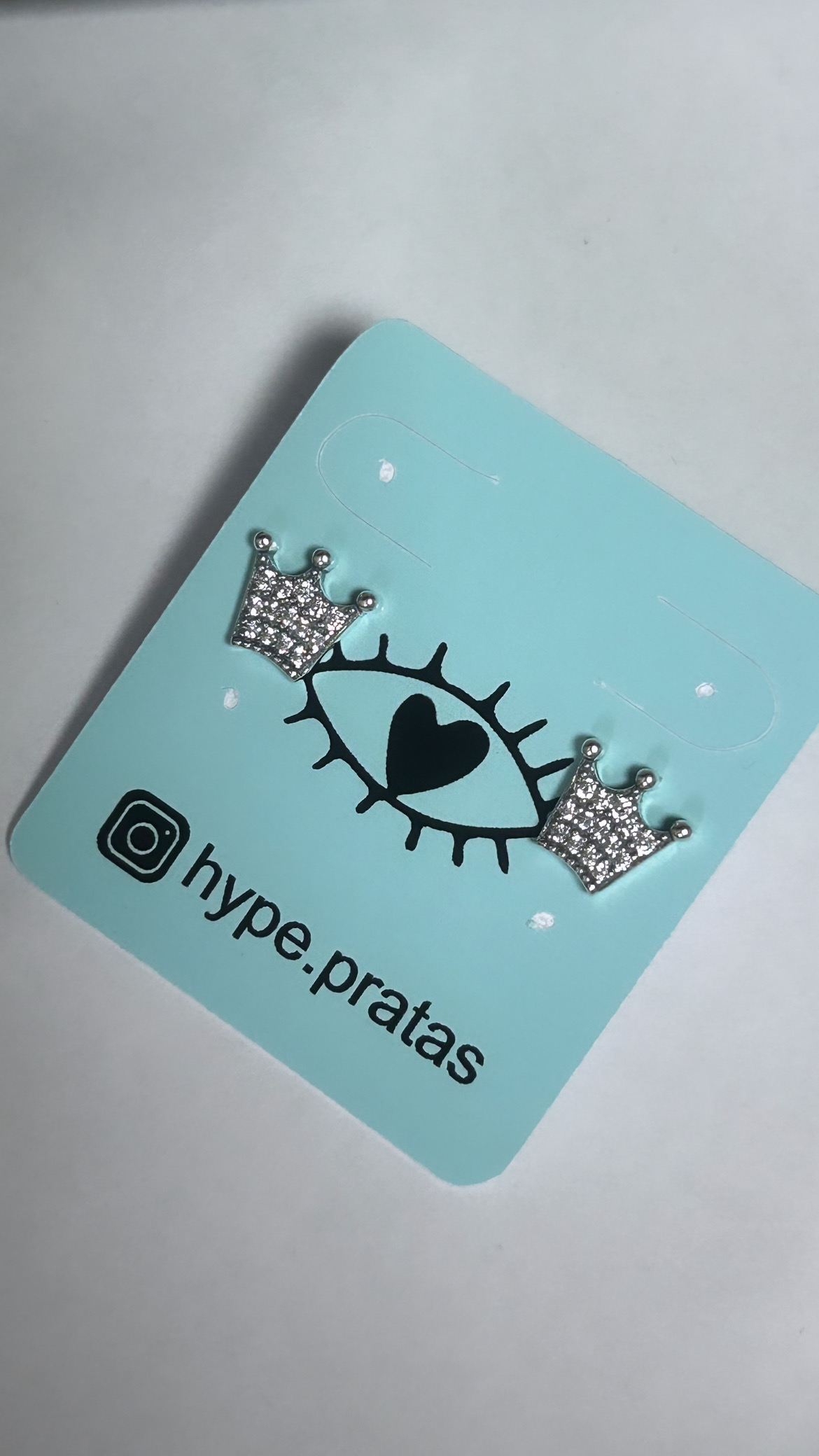 Brinco coroa zircônias Prata 925 envelhecida 