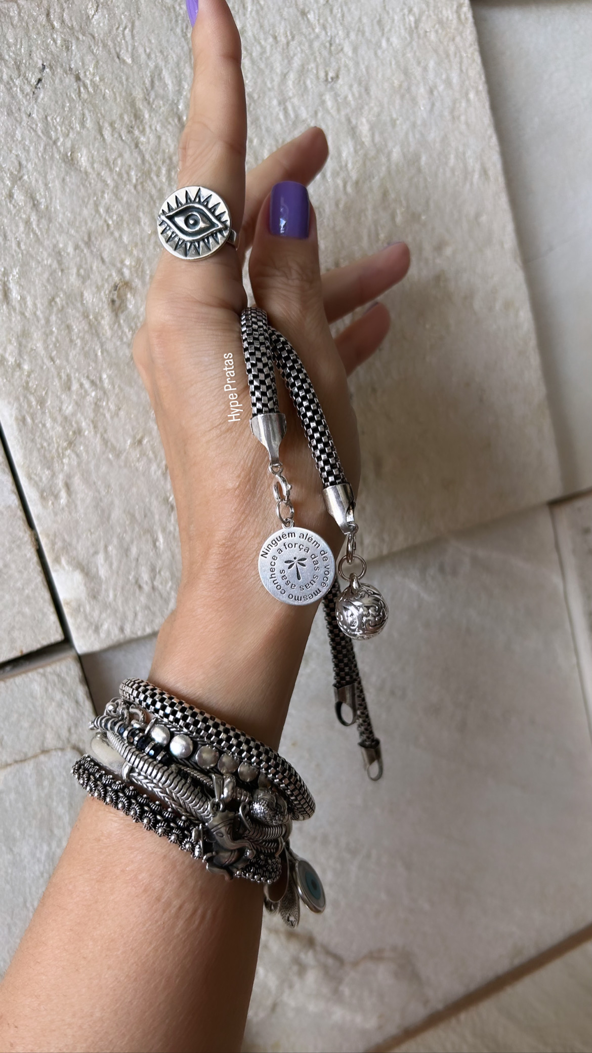 Pulseira pipoca roliça larga prata bali 925(18,5 cm/0,5 mm) 