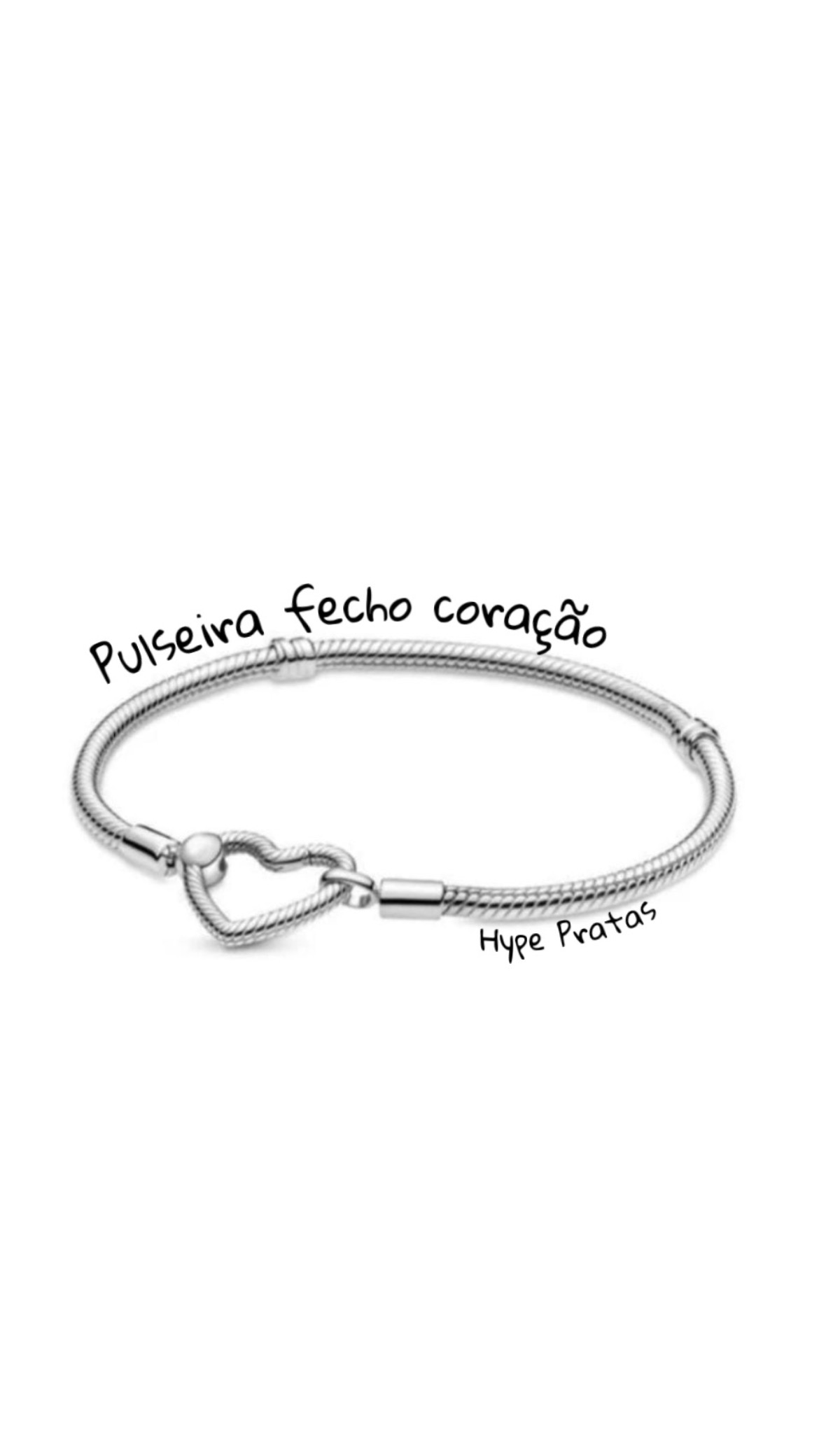 Pulseira fecho de coração vazado prata 925(tam 17,5/0,3 mm)
