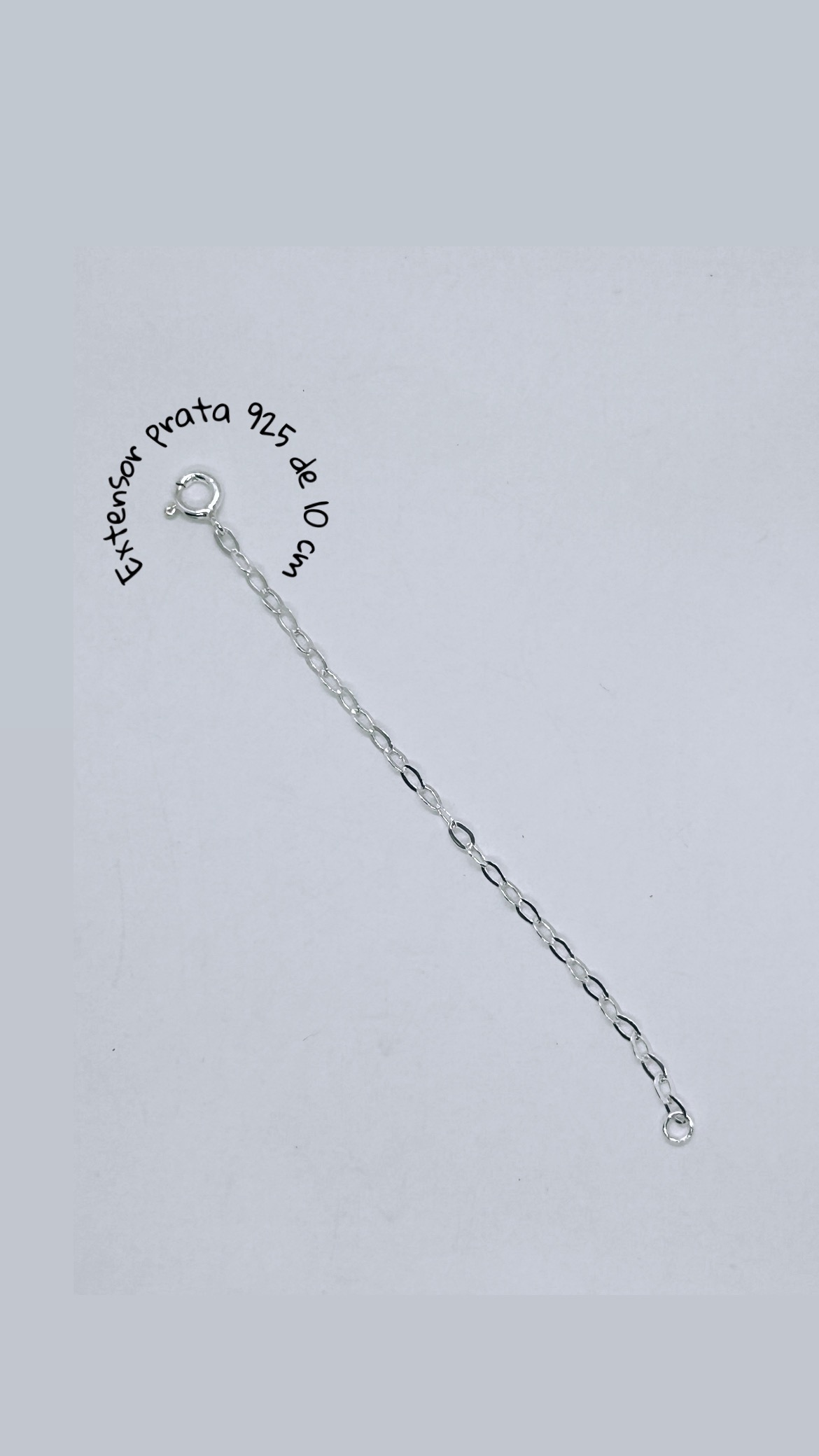 Extensor com argolinhas ovais fecho mini boia prata 925(10 cm)  