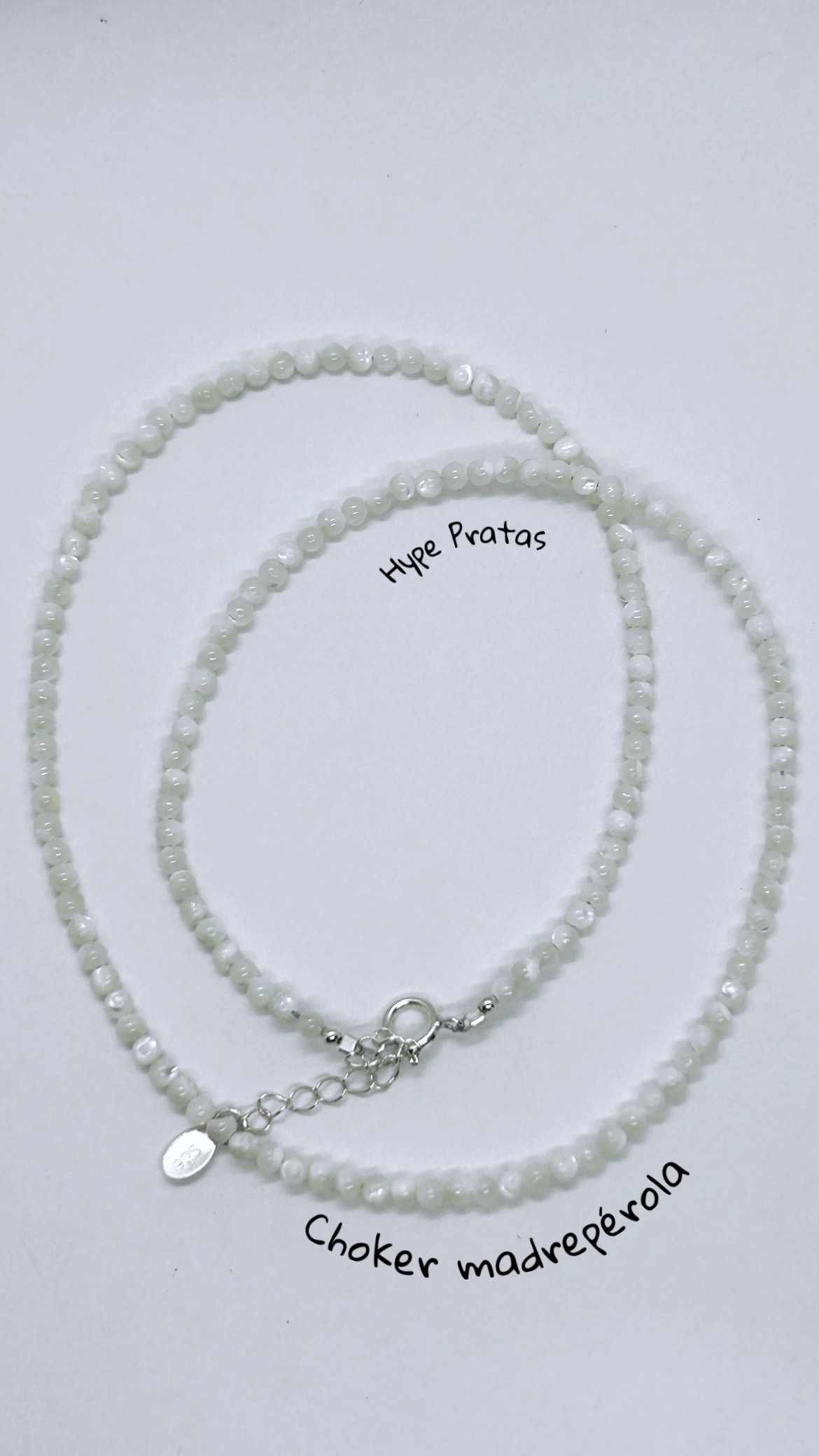 Choker madrepérola  natural fecho prata 925(42 +3  cm)  