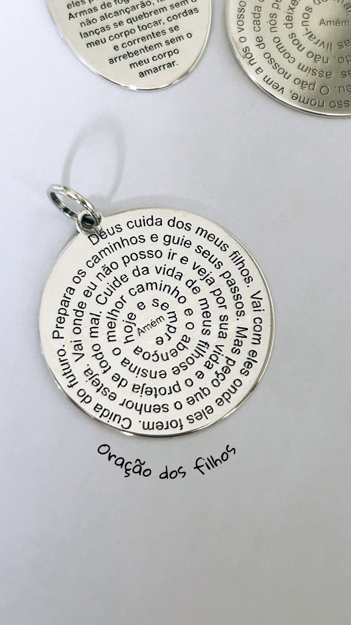 Pingente oração dos filhos prata 925 (G) 