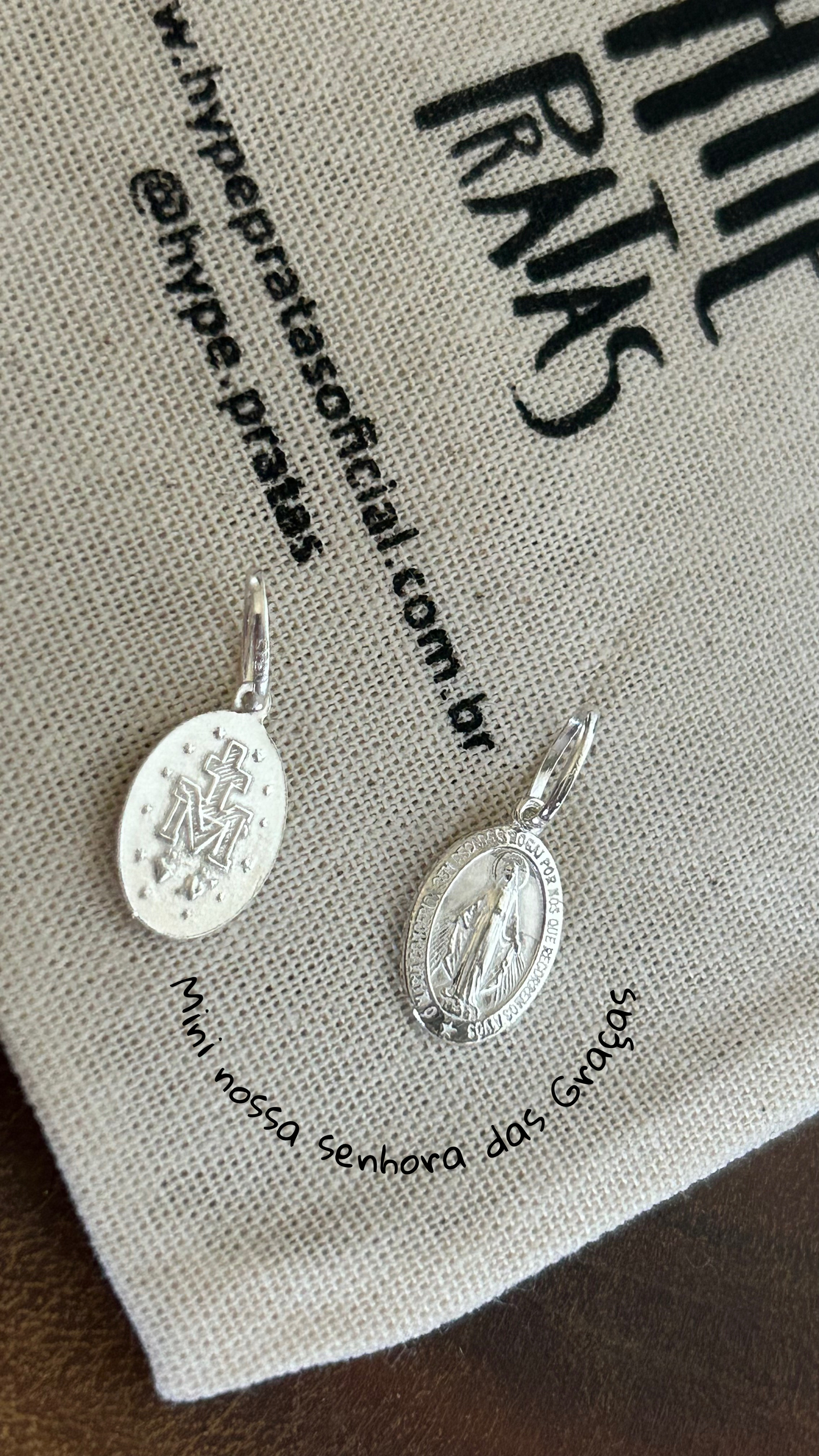 Pingente mini medalha nossa senhora das graças prata 925 (P) 