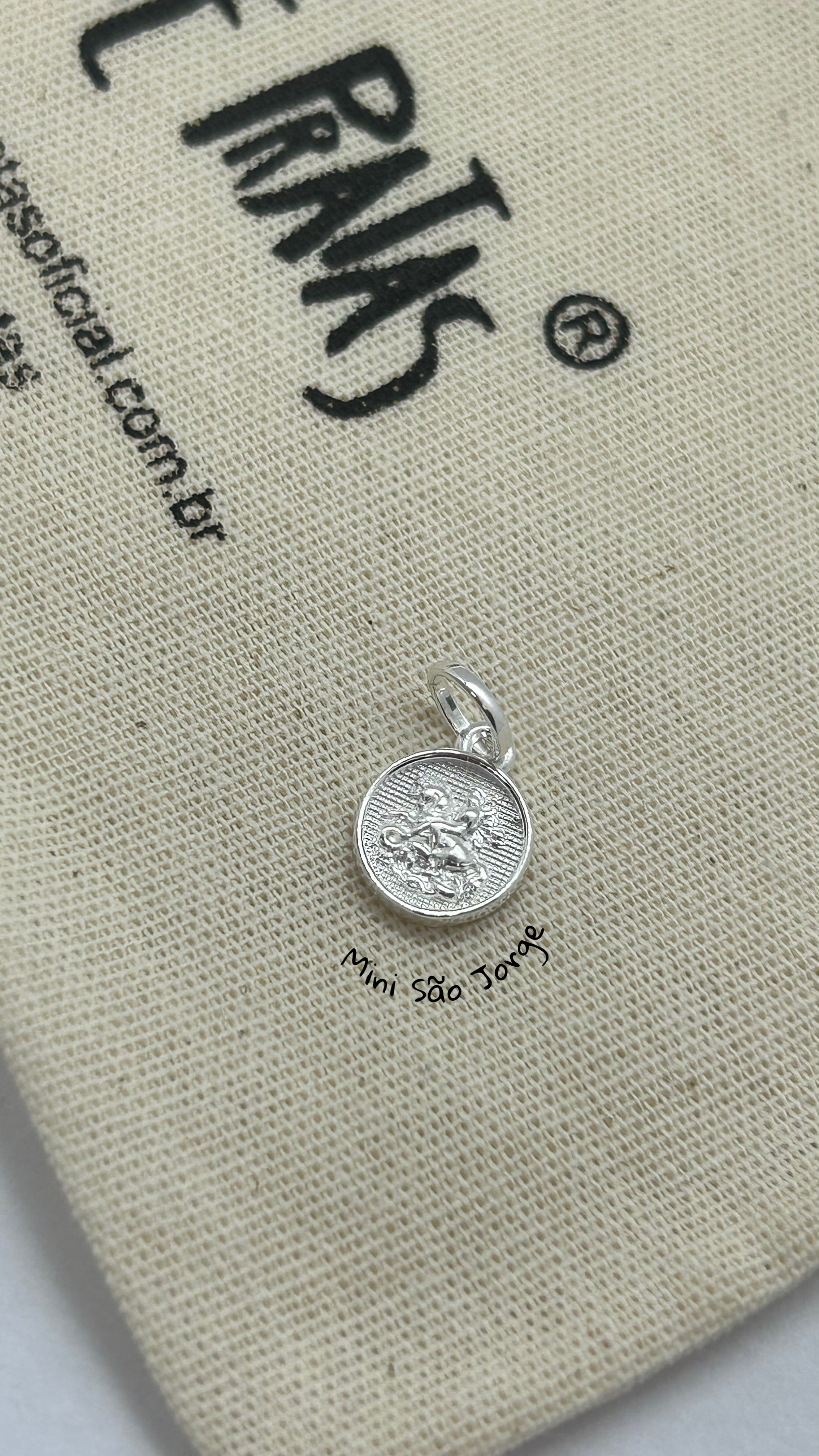 Pingente Mini São Jorge prata branca 925   