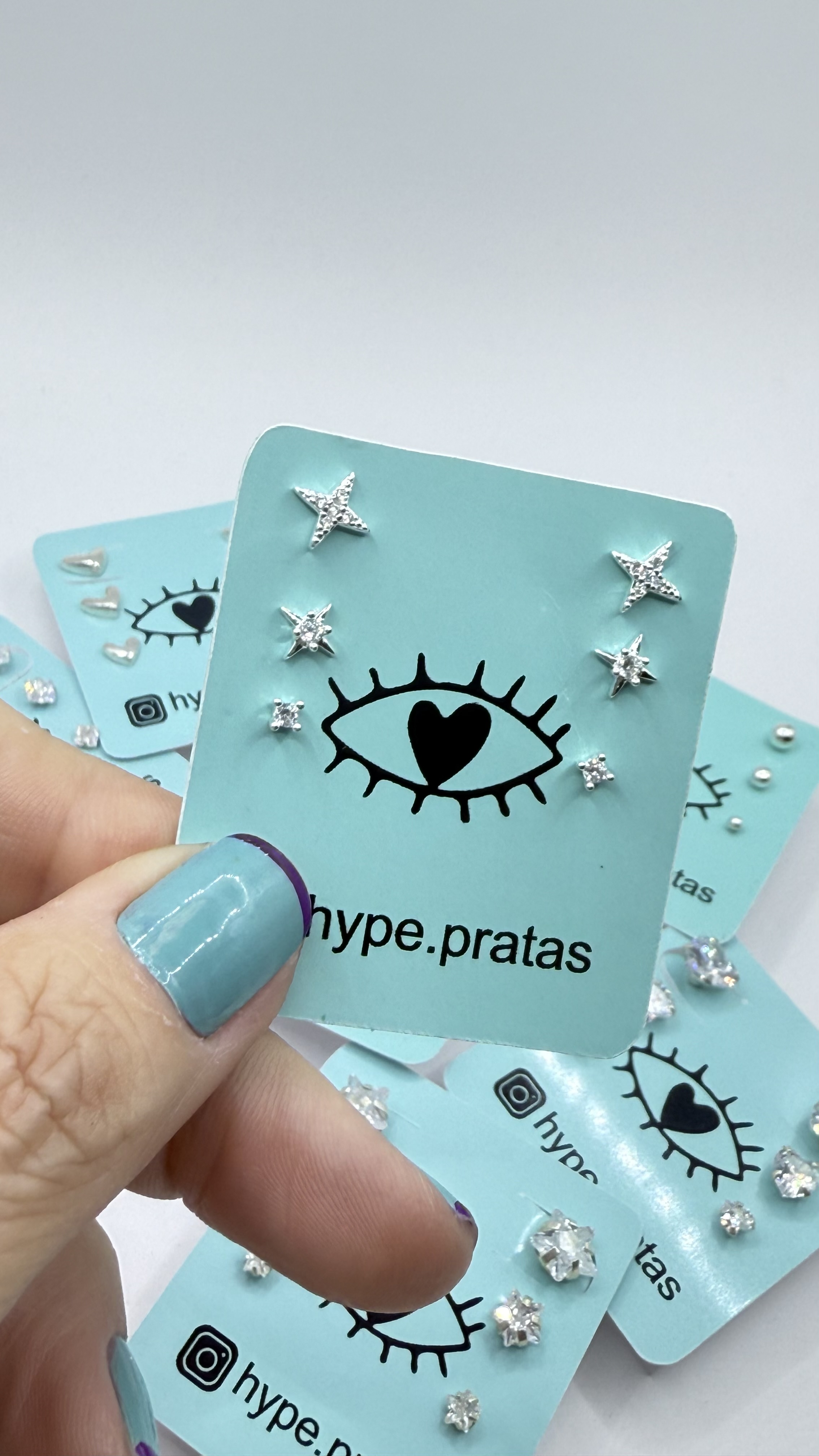 Brinco trio estrelas e ponto de luz zircônia prata 925