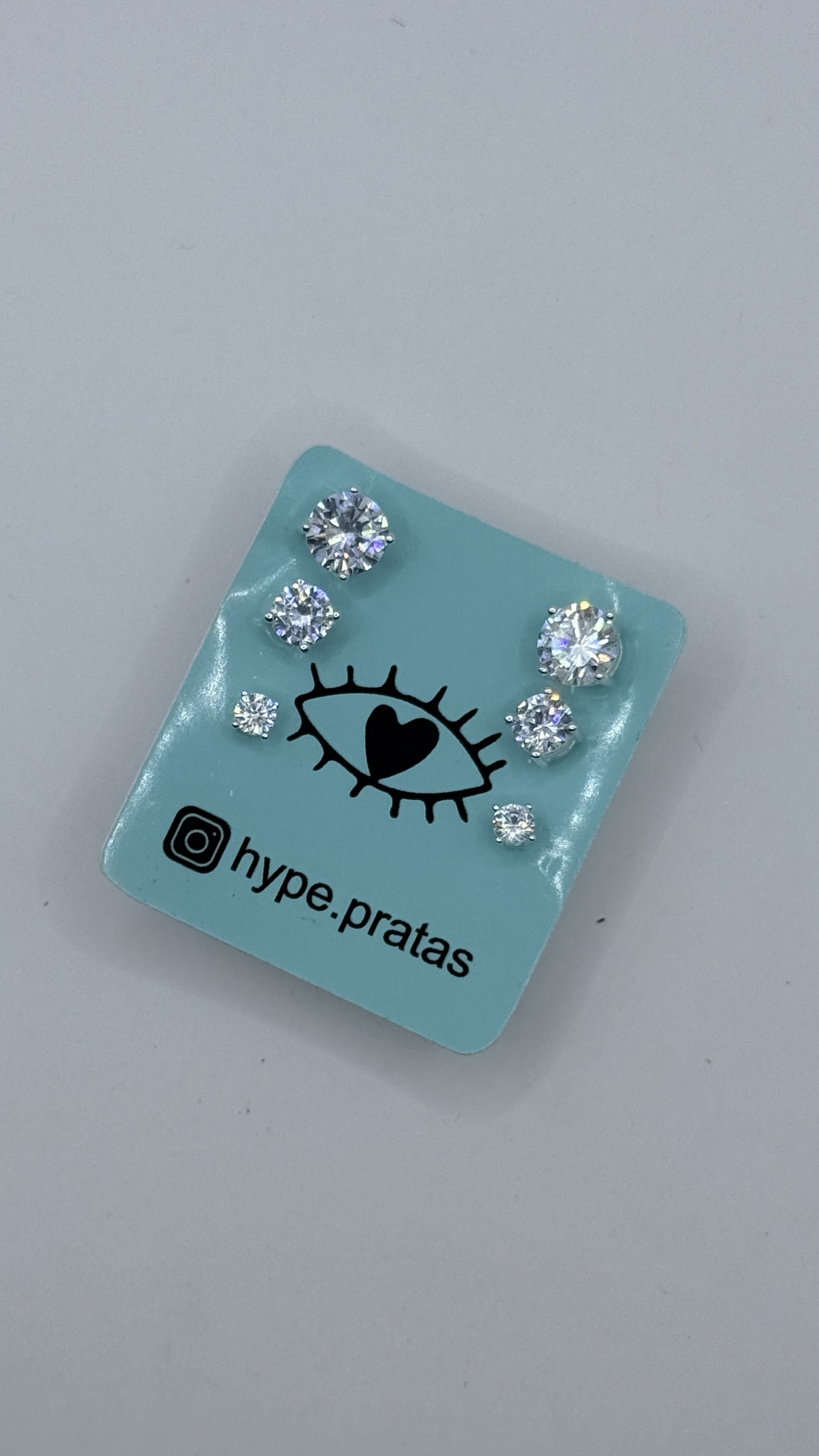 Brinco trio ponto de luz zircônia com caixa alta prata 925