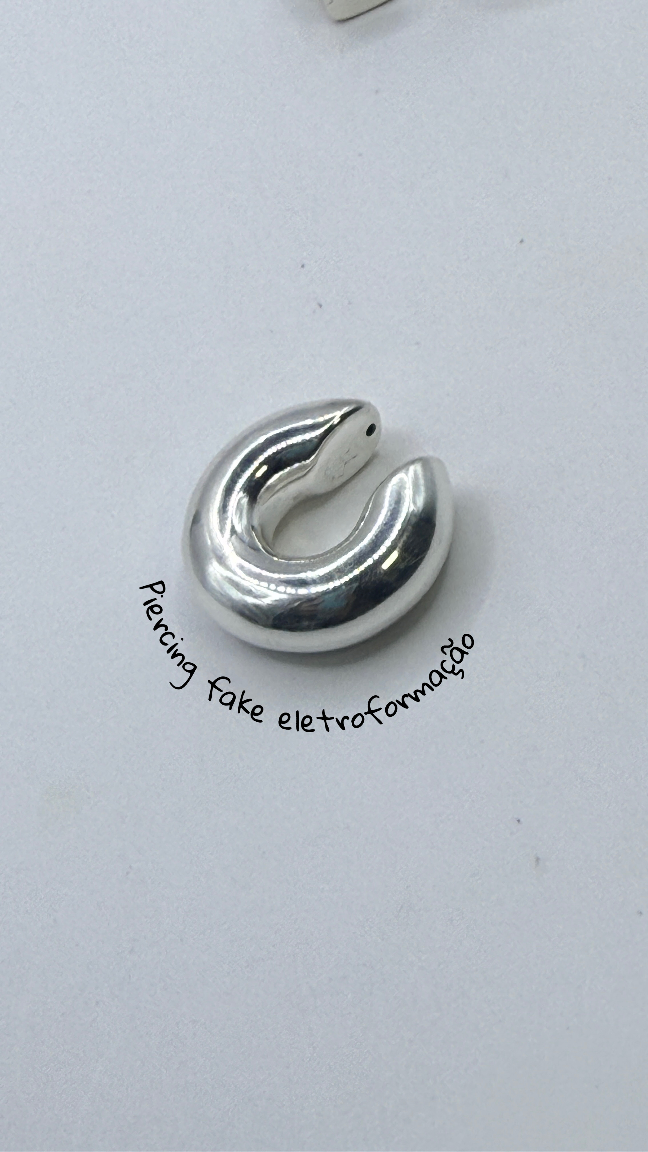 Piercing fake eletroformação prata 925 