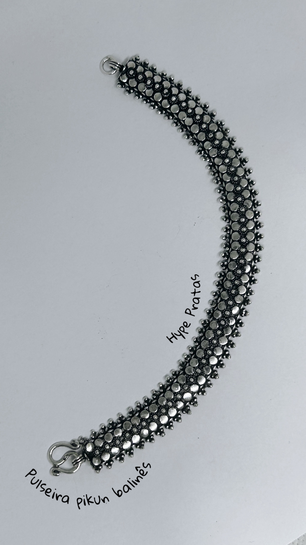 Pulseira  pikun/bolas bali prata 925 (19 cm)   