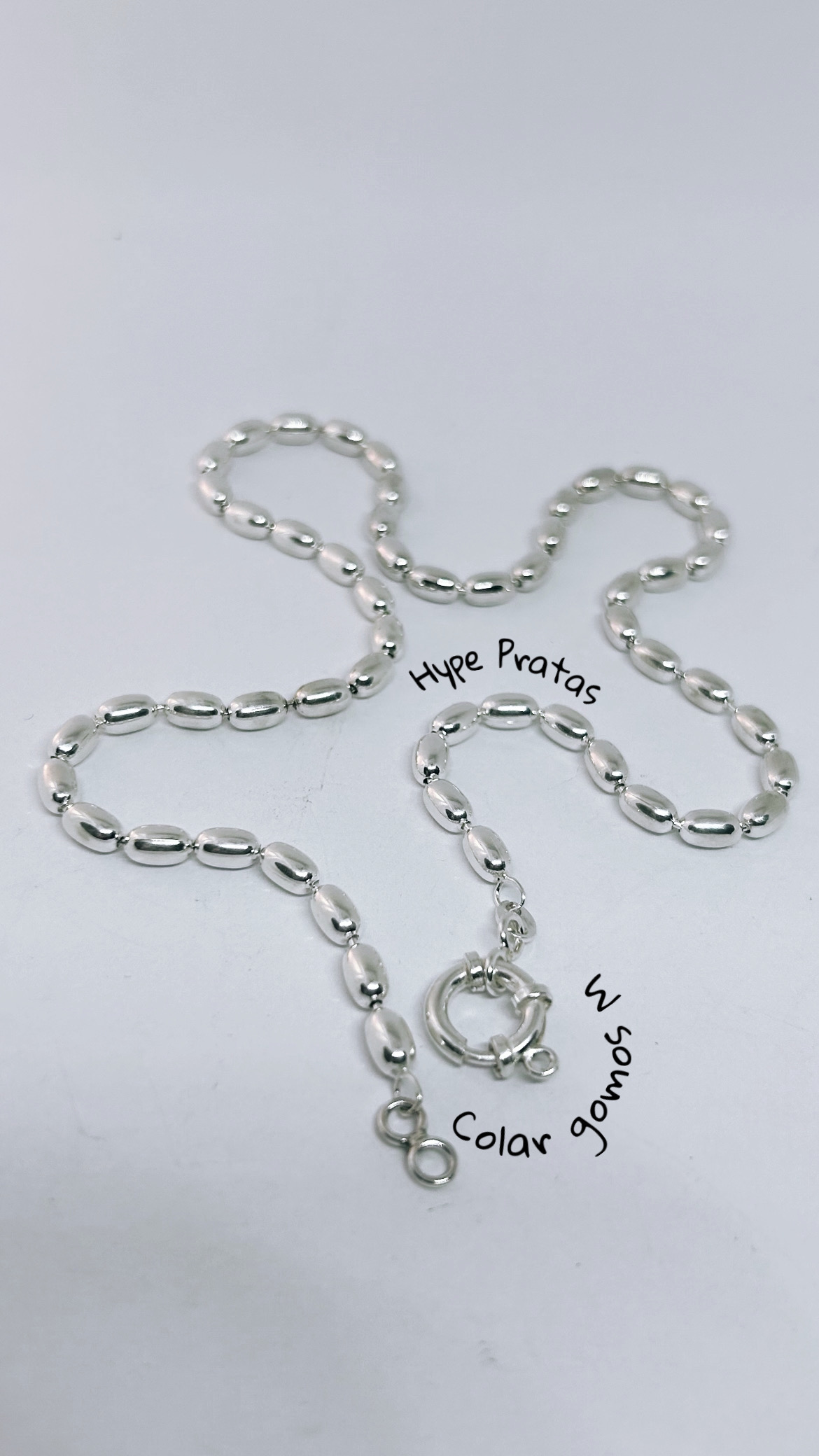Colar gomos M liso prata 925 (45 cm/0,4 mm/fecho boia) 