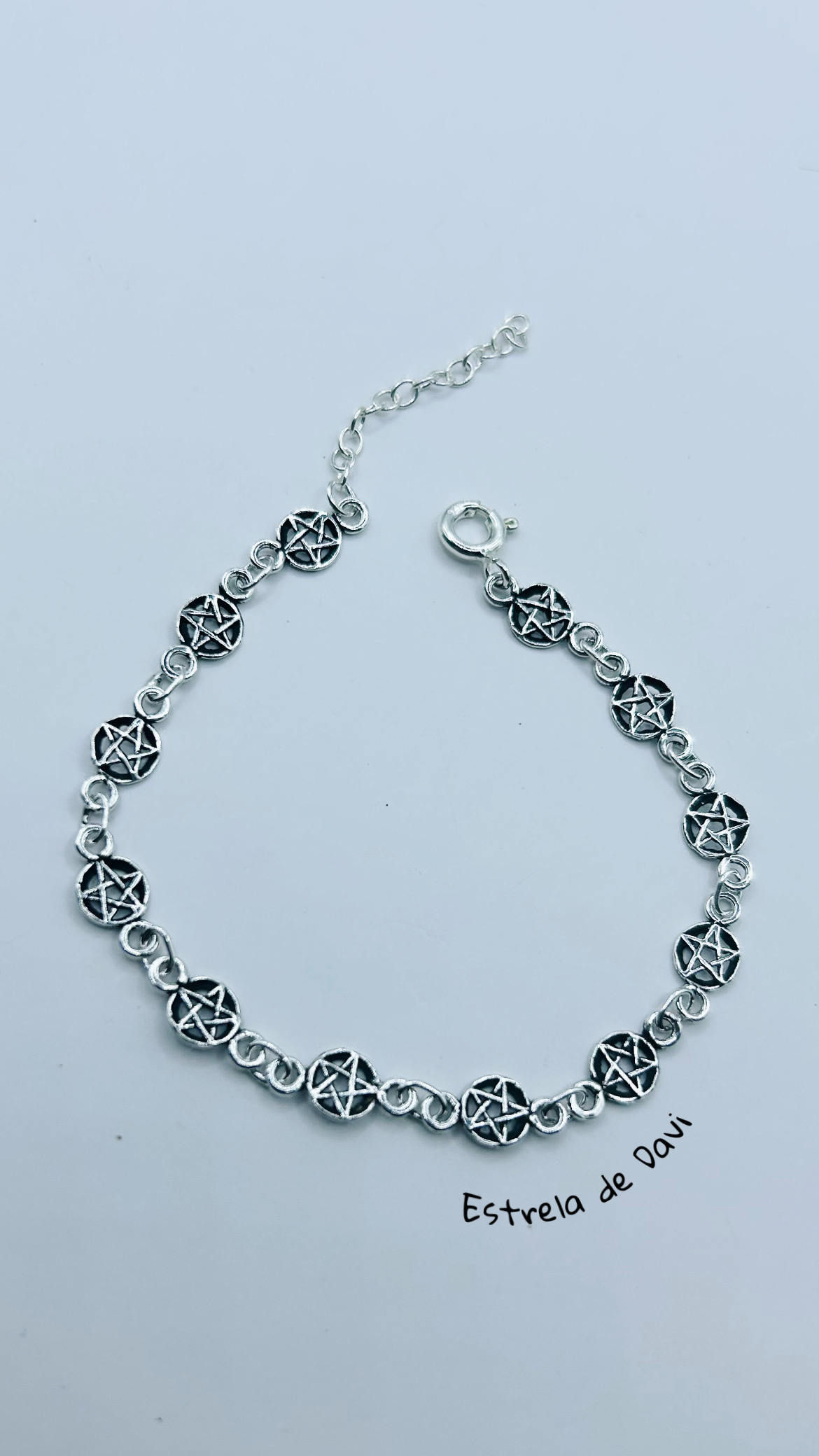Pulseira  estrela de davi bali prata 925 (16+ 3 cm) 