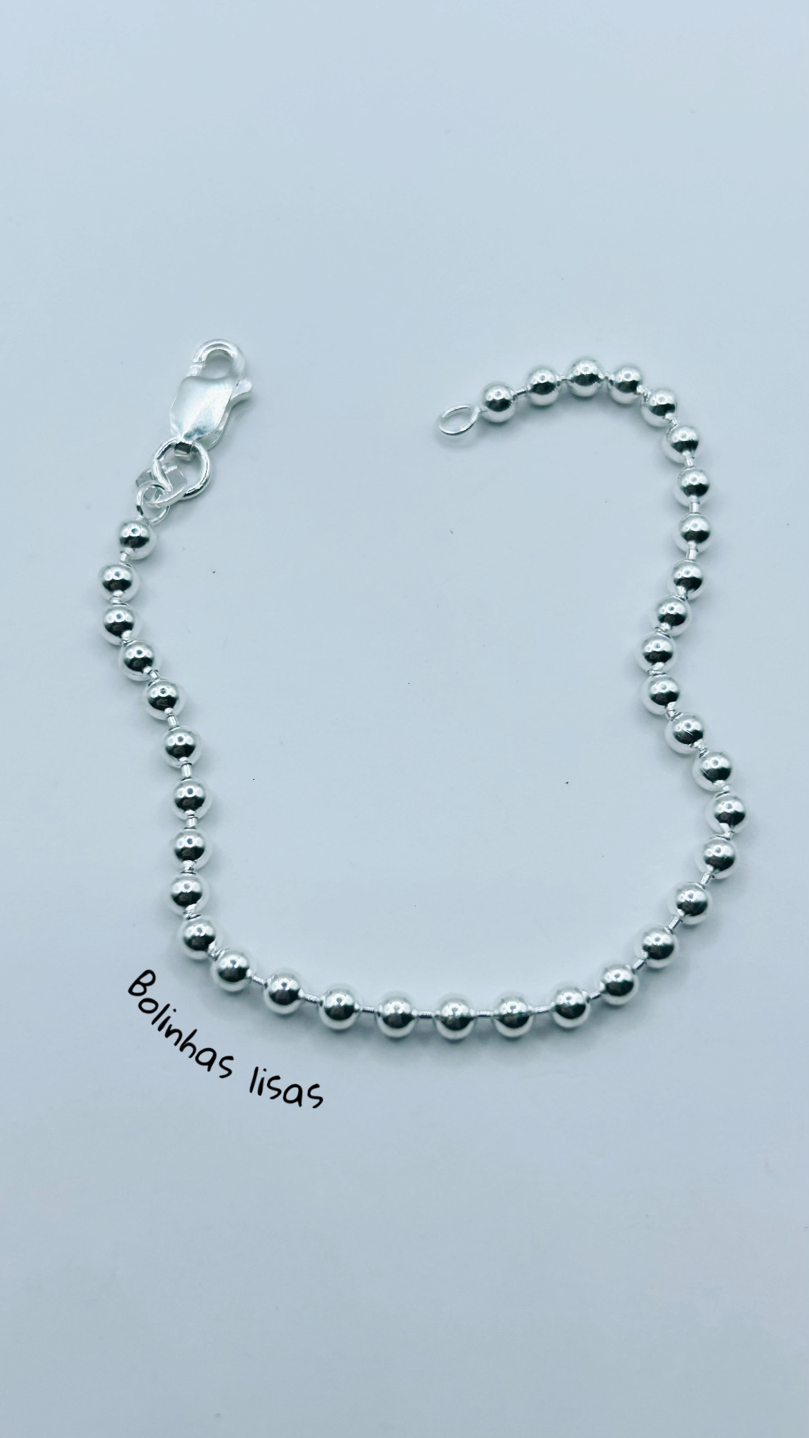 Pulseira bolinhas lisas prata 925 (15,5 cm/0,2 mm )  