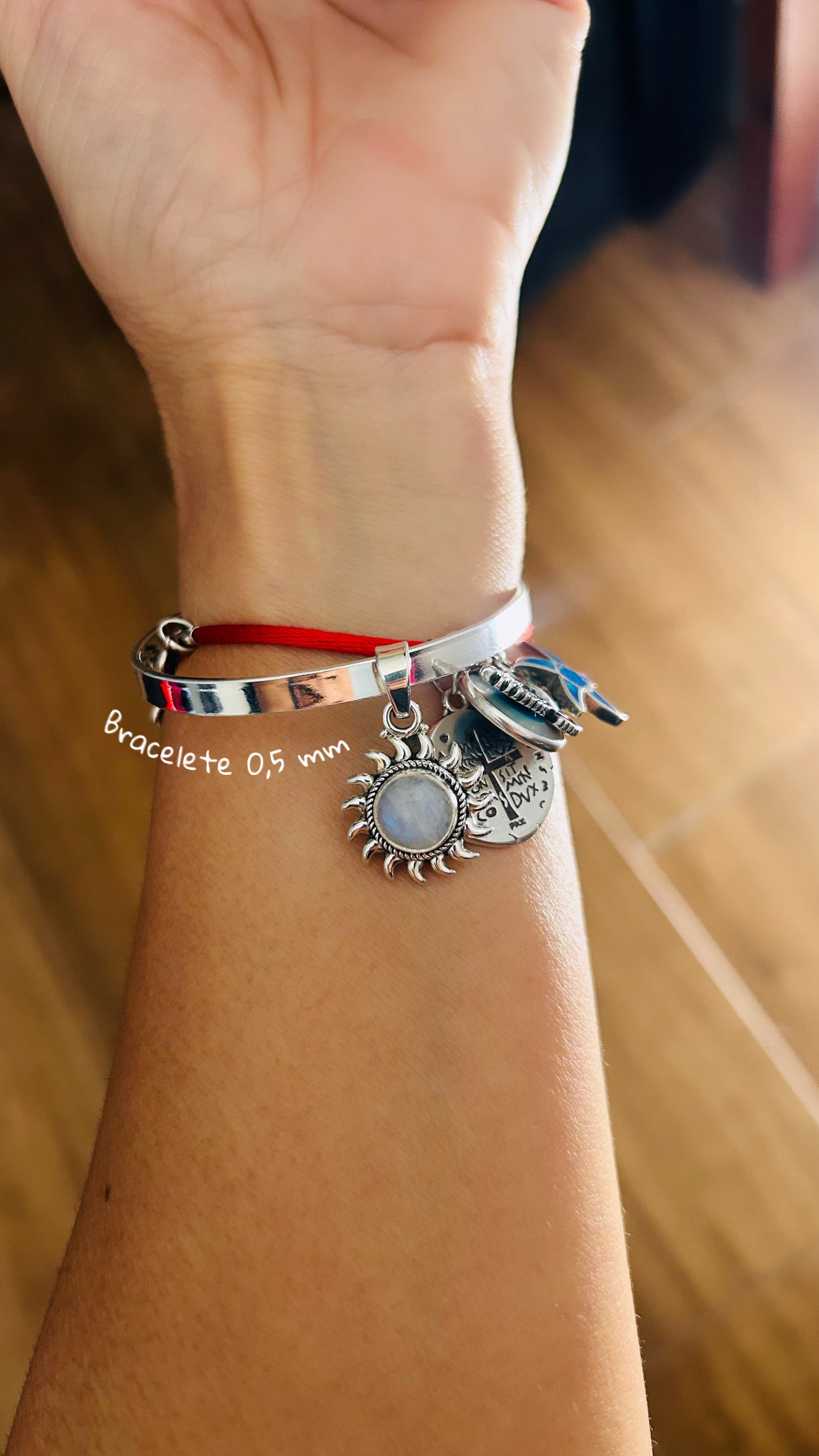 Pulseira/bracelete aro quadrado prata 925 (0,5 mm) 