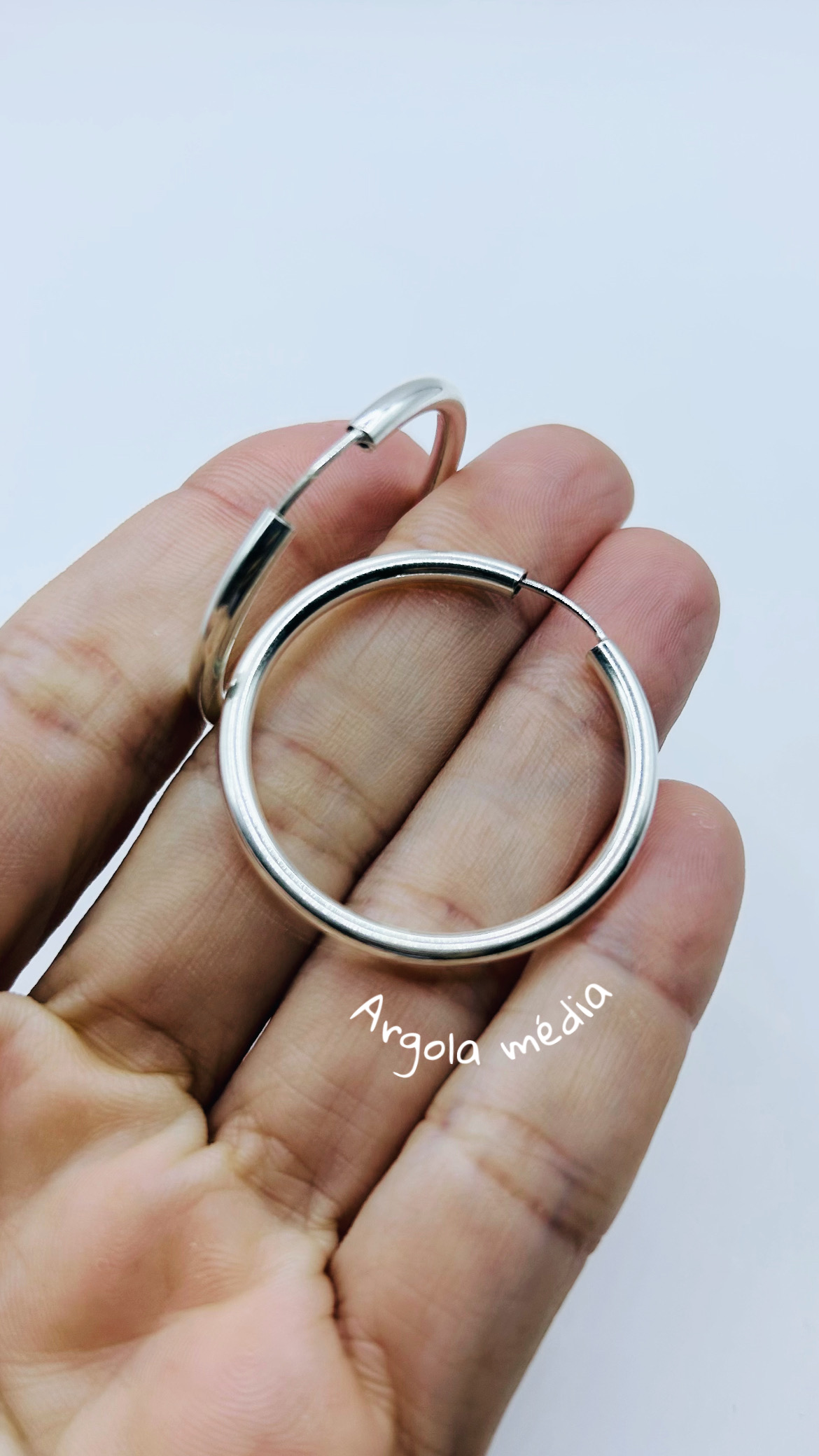 Brinco argola M lisa prata 925  (3,5 cm/0,2 mm) 