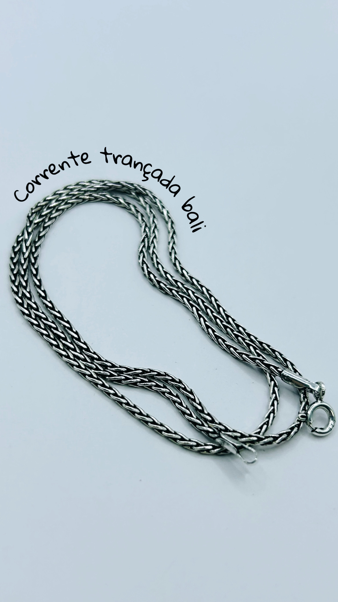 Corrente trançada  prata bali 925(45 cm/0,1 mm)  m