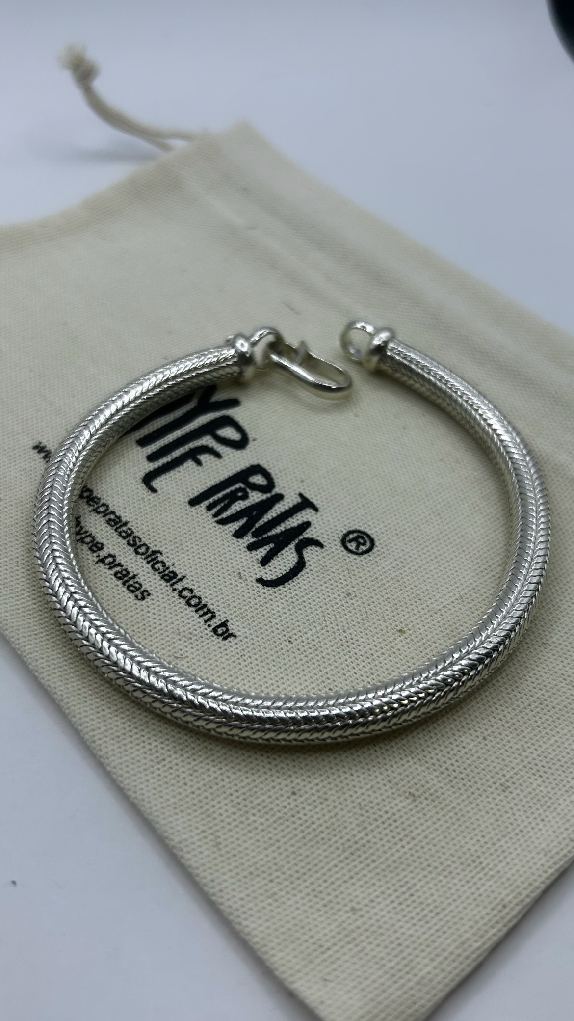 Pulseira roliça grossa indiana prata (22 cm/0,6 mm) 