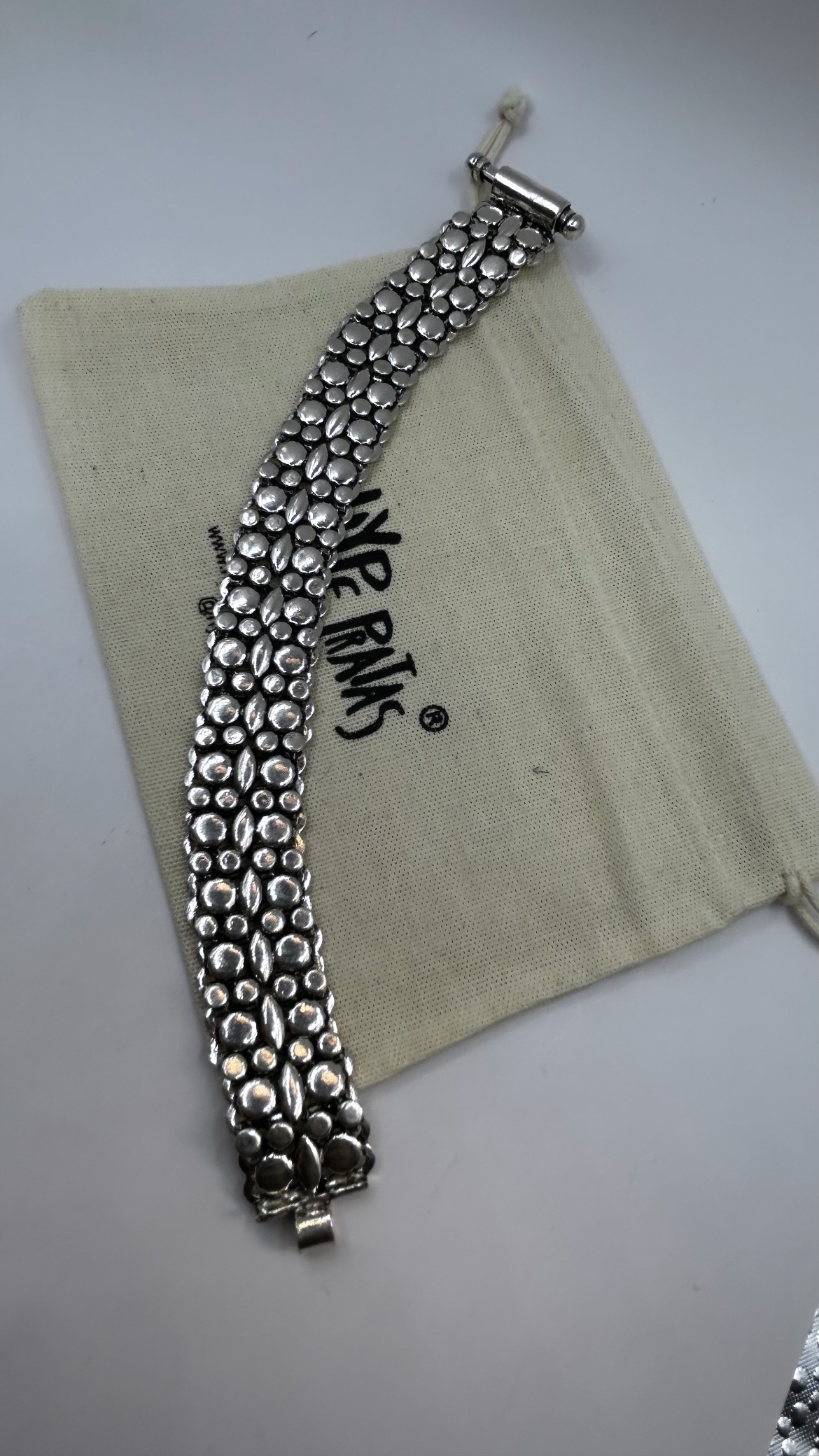 Pulseira balinês maravilhosa prata 925 (21,5 cm/2 cm) 
