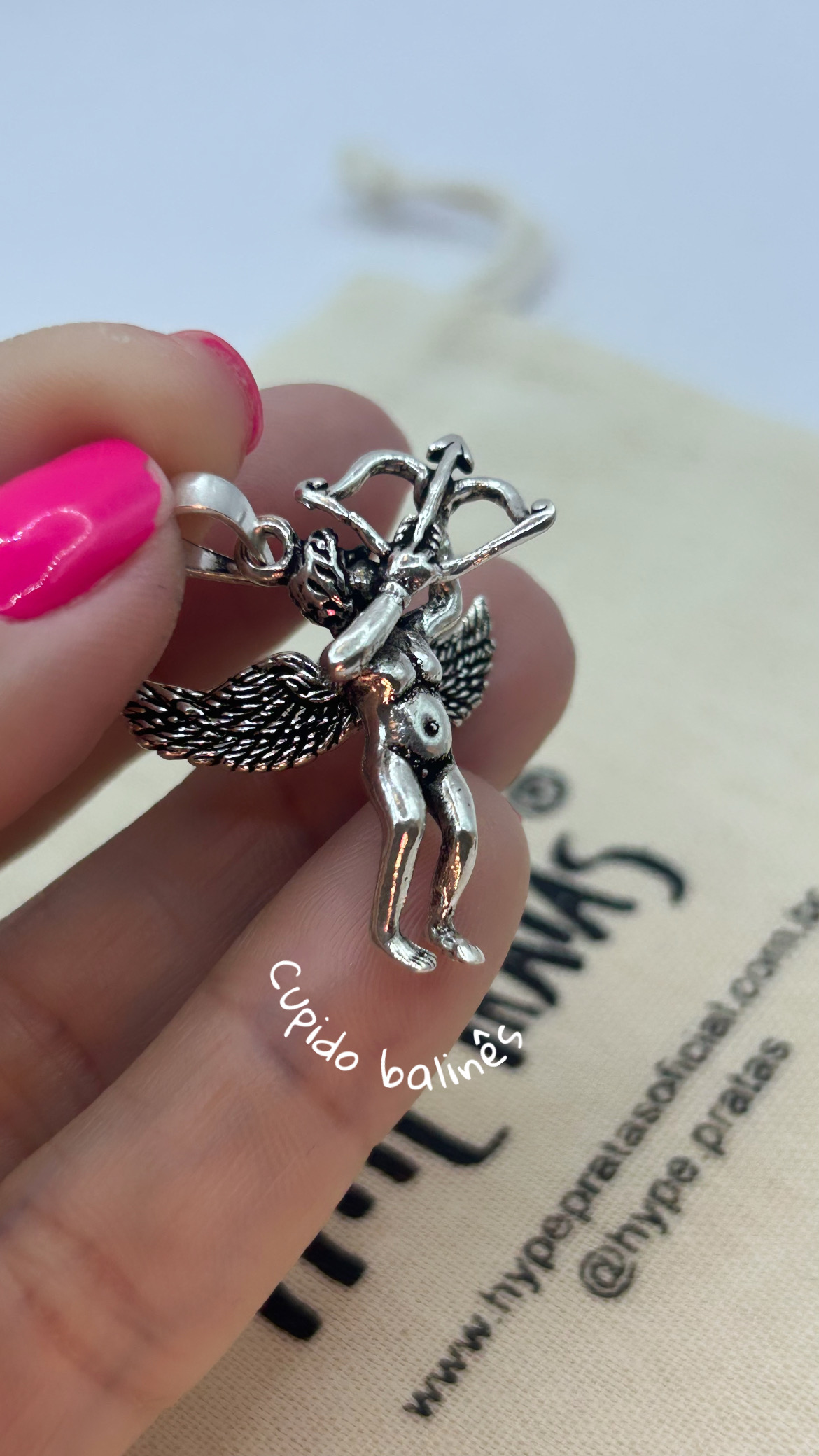 Pingente cupido balinês prata 925 