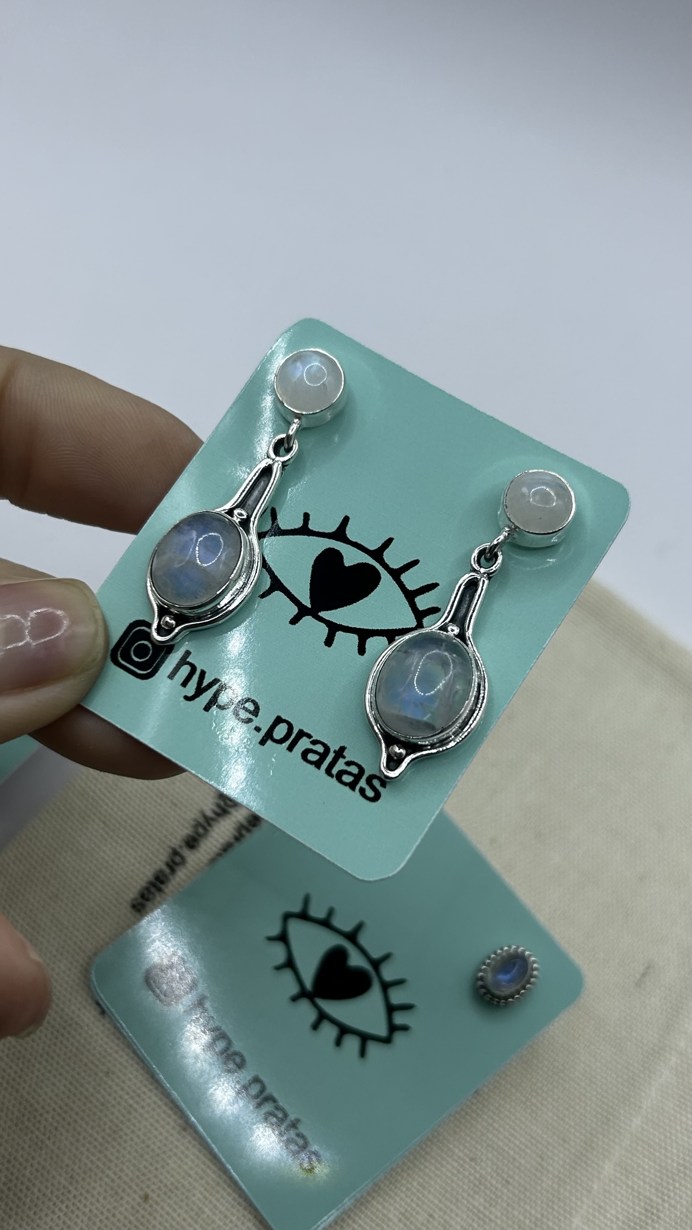 Brinco  pedra da lua balinês prata 925 