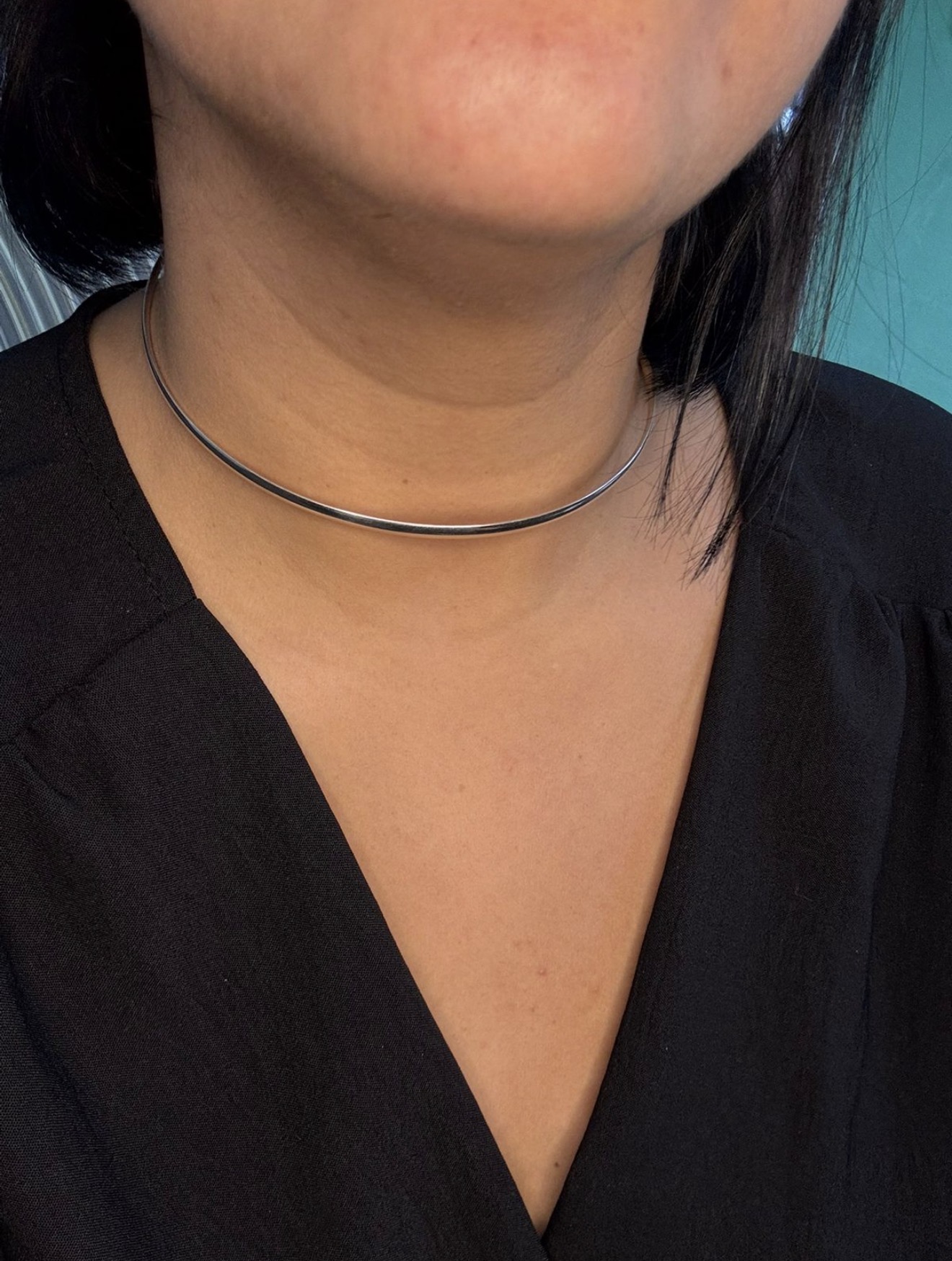 Choker aro liso com trava prata 925 (13 cm)