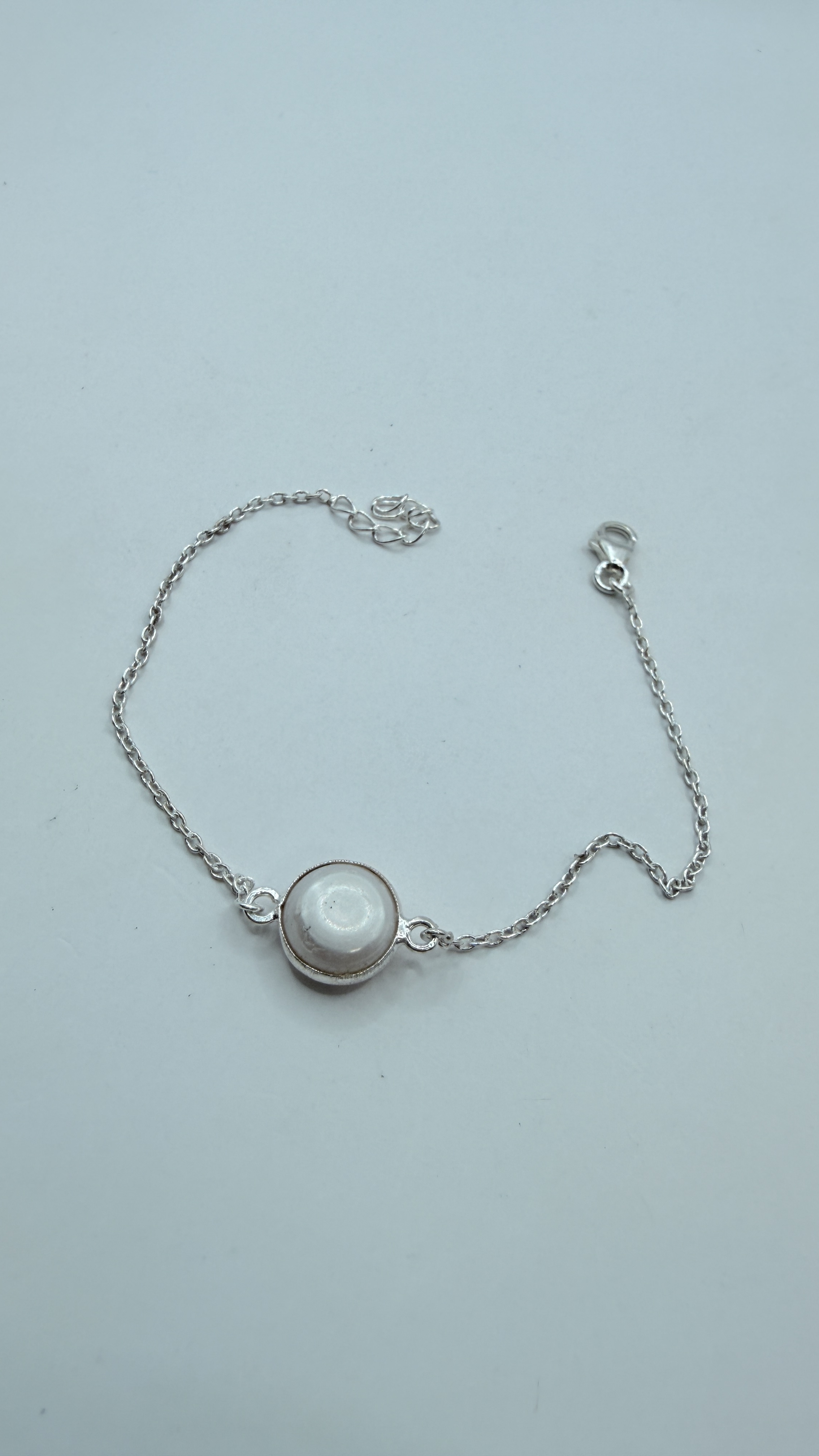 Pulseira pérola delicada prata 925 (17 cm + 2 cm)  