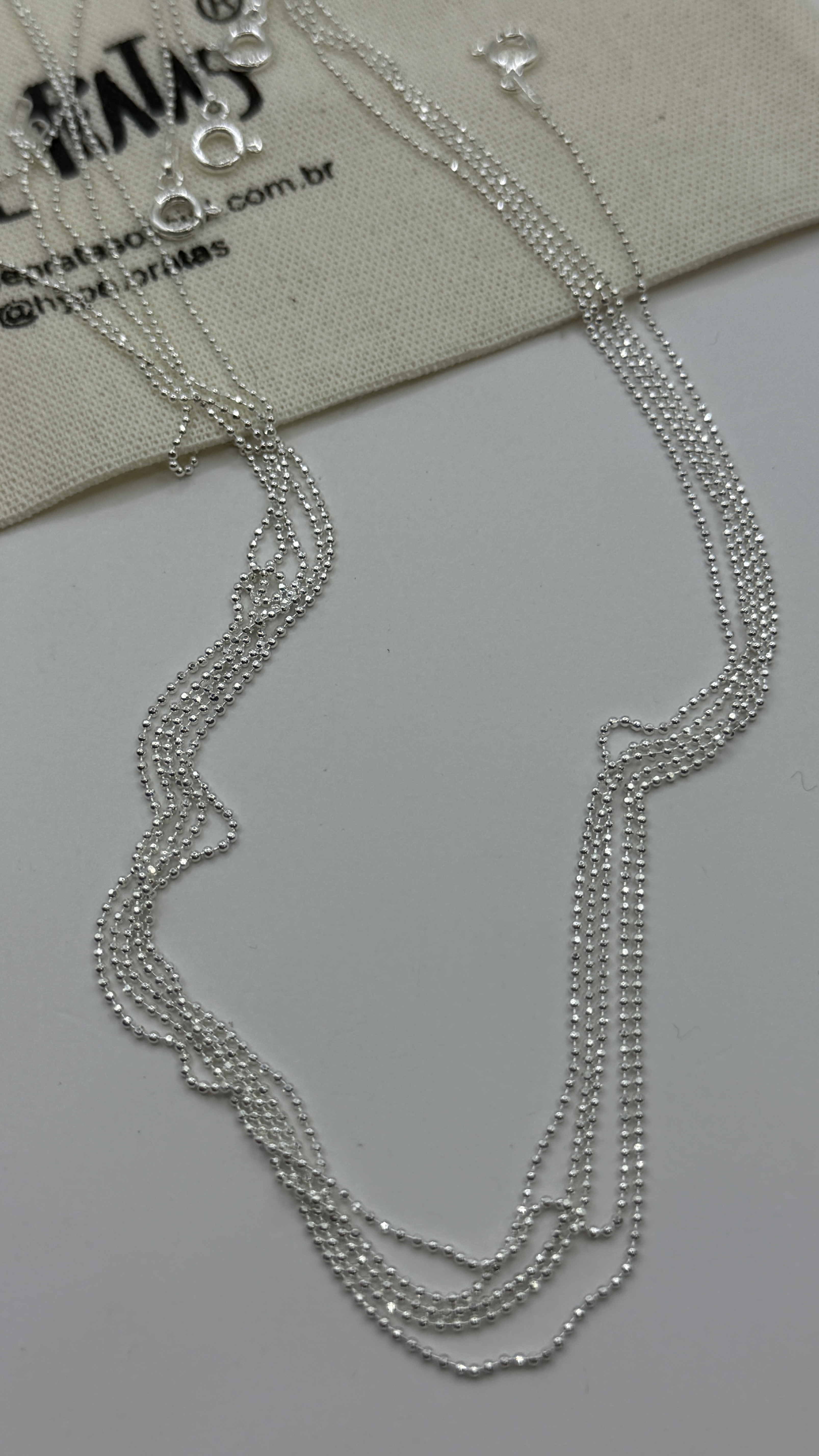 Corrente mini bolinhas diamantadas prata 925(40 cm)