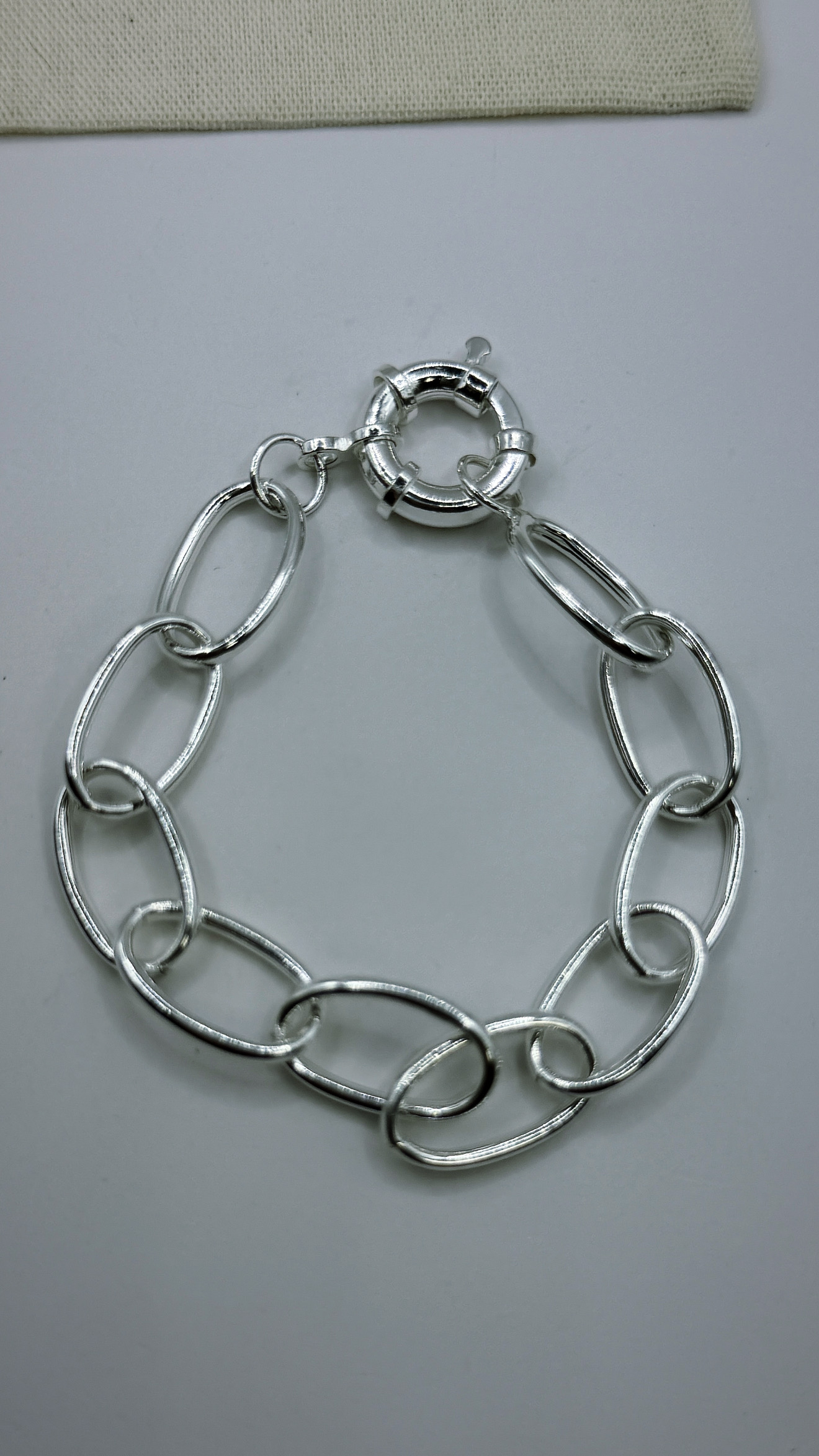 Pulseira elo oval com fecho boia prata 925(20 cm) 