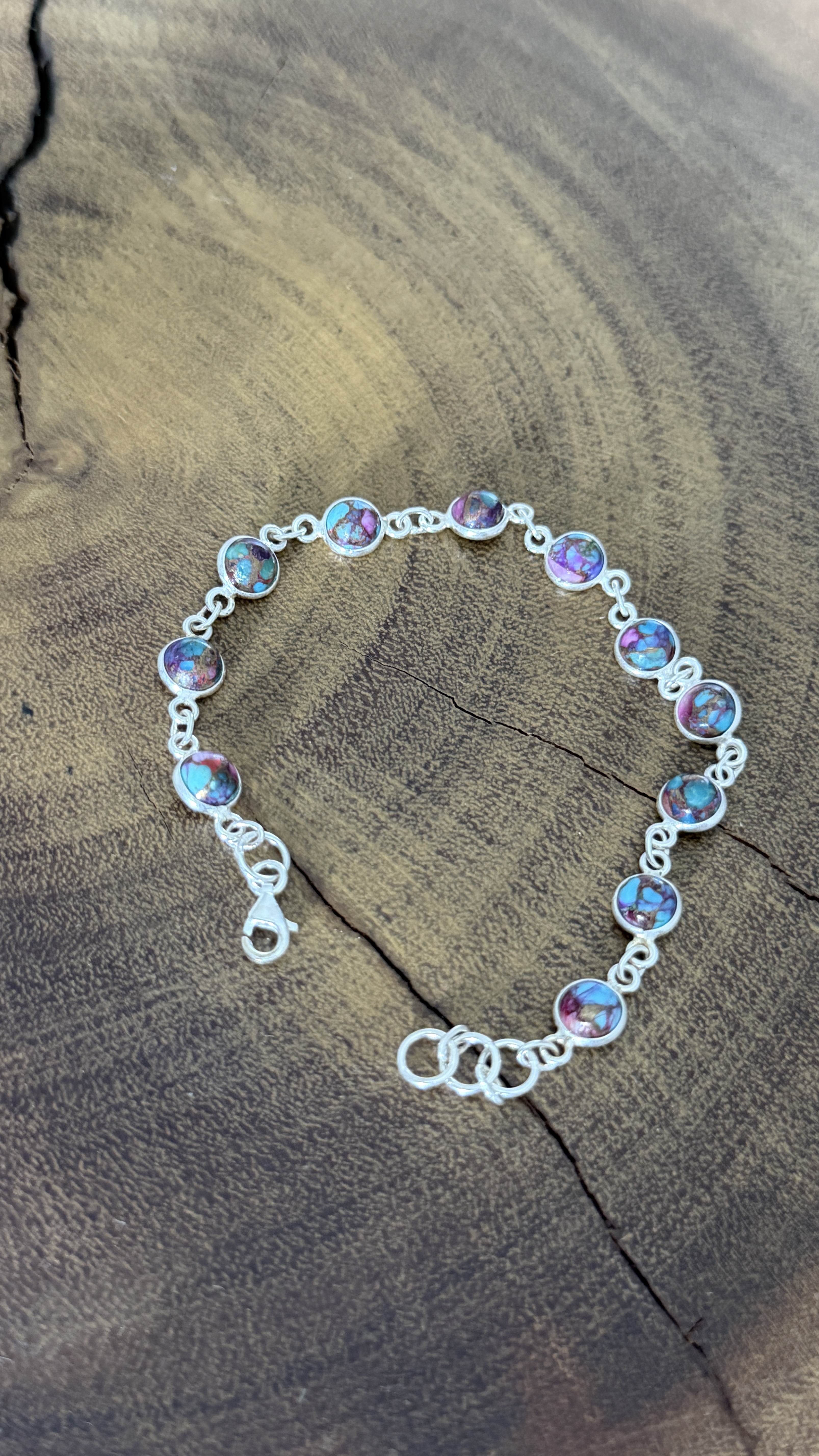 Pulseira turquesa oyster prata 925 (18 cm + 1 cm) 