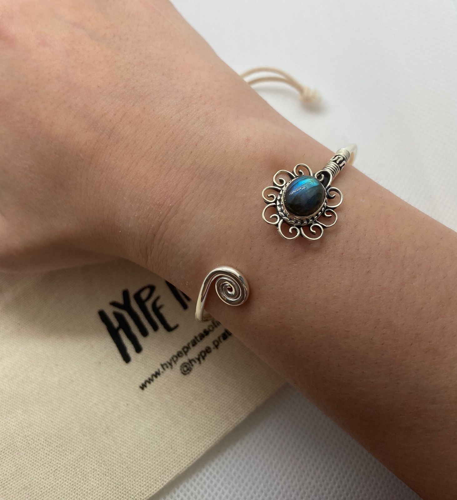 Bracelete arabesco labradorita 925