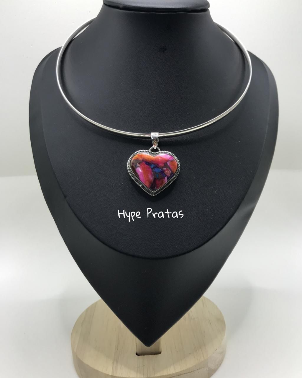 Pingente Coração Pink Oyster (3,5cm) 